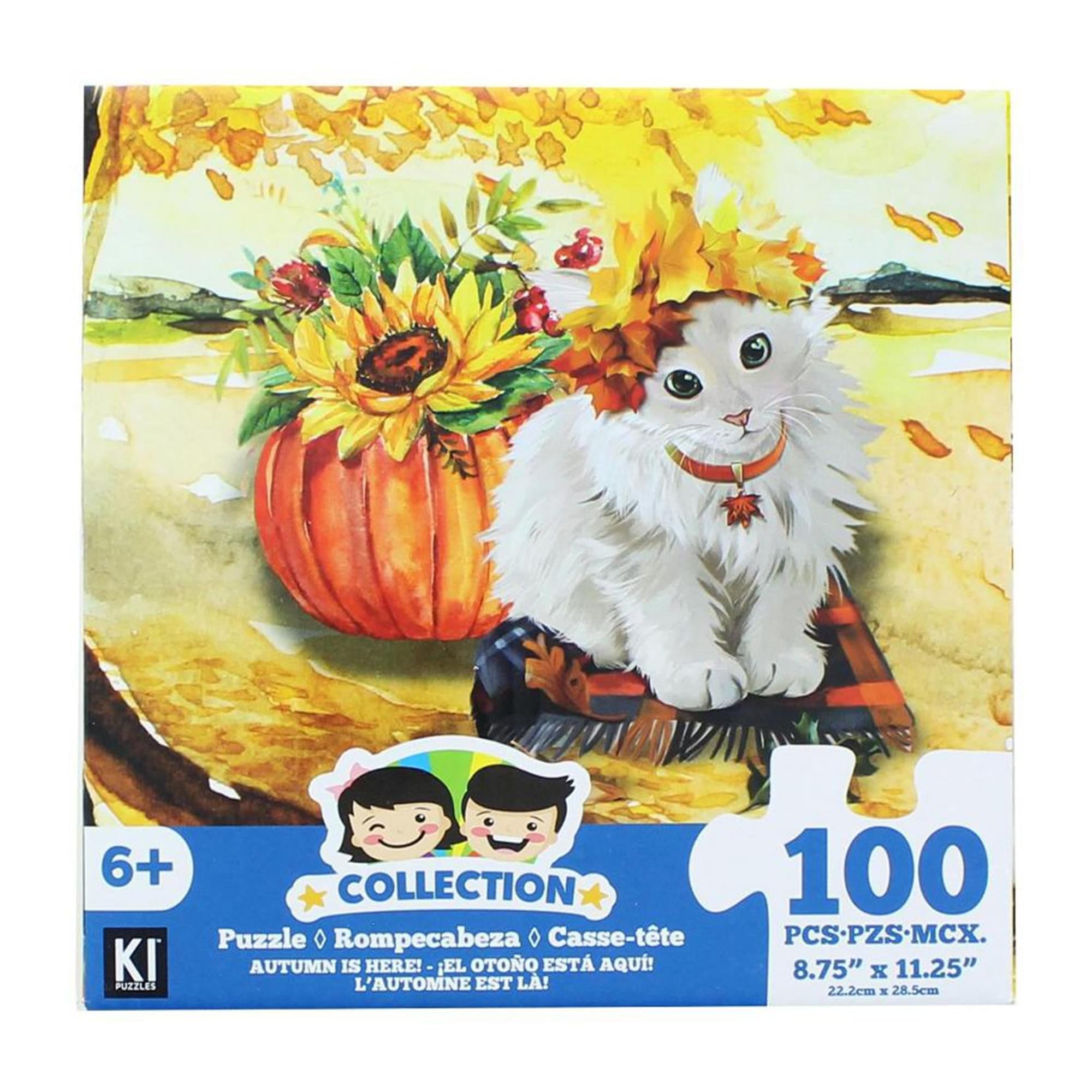 Cat and Pumpkin 100 Piece Jigsaw Puzzle | Free Shipping