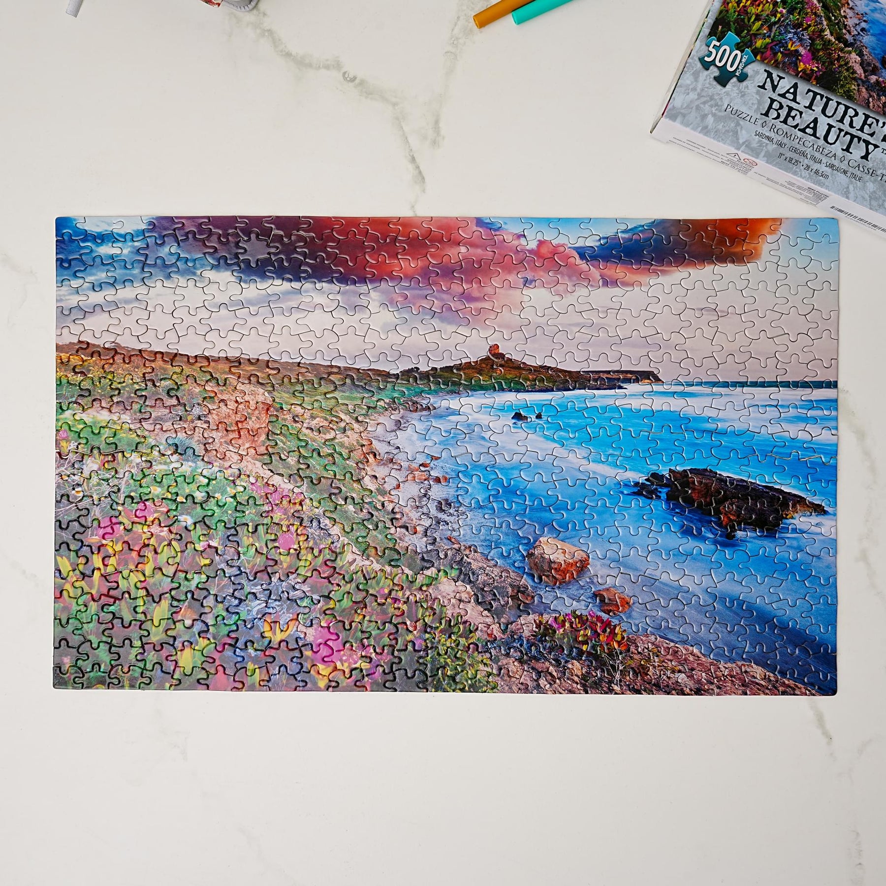 Pink Sky Beach 500 Piece Natures Beauty Jigsaw Puzzle
