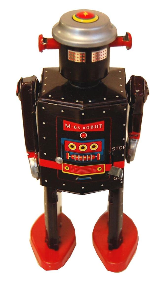 Vintage Style Mechanical Wind-Up Tin Toy: M-65 Robot