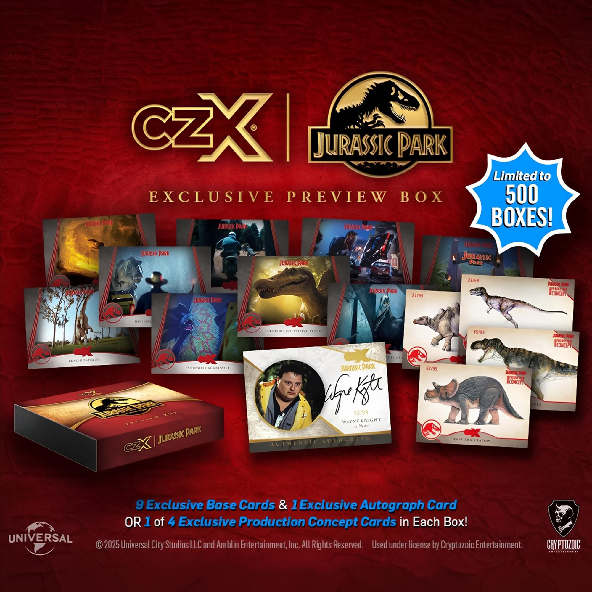 Jurassic Park 2025 Cryptozoic CZX SDCC Exclusive Preview Box | 10 Cards