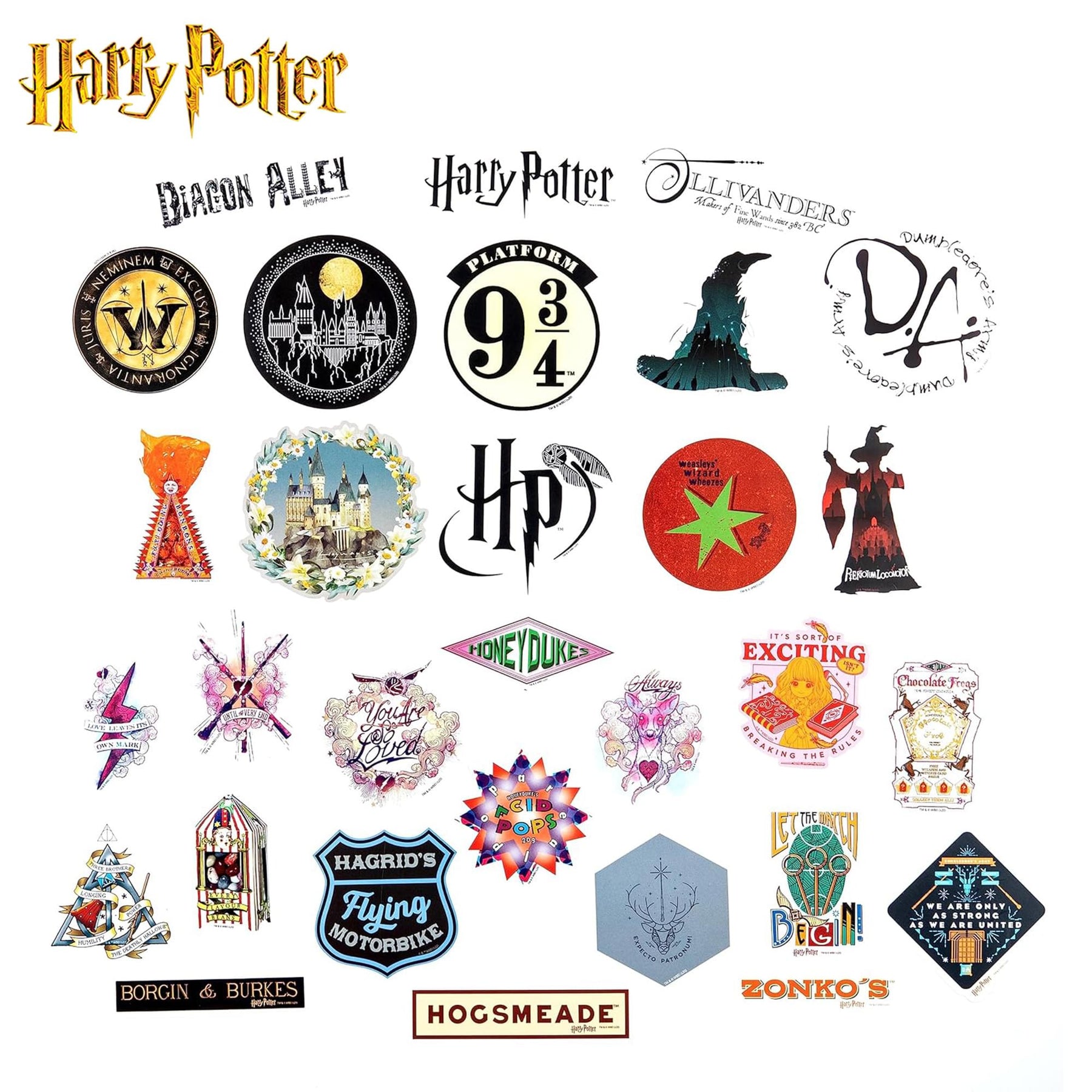 Harry Potter Wizarding World Vinyl Decal 50-Pack