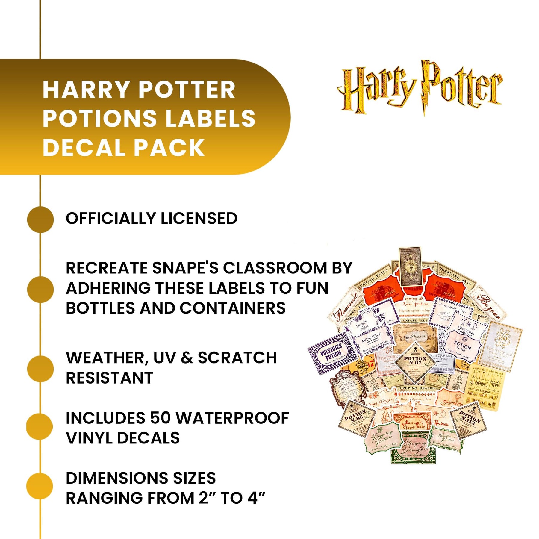Harry Potter Potions Labels Vinyl Decal 50-Pack
