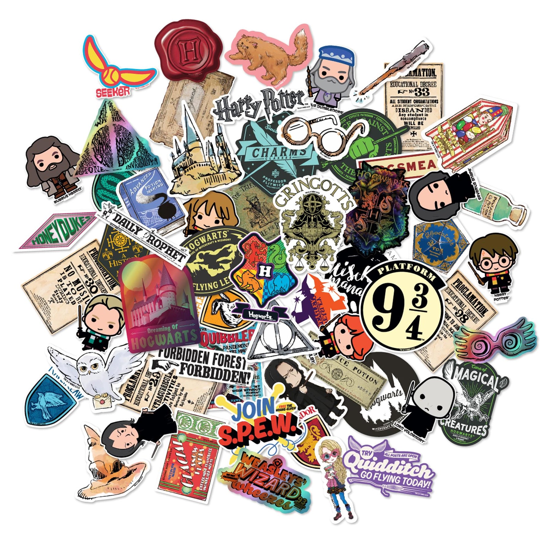 Harry Potter Clear Variety Vinyl Decal 50-Pack