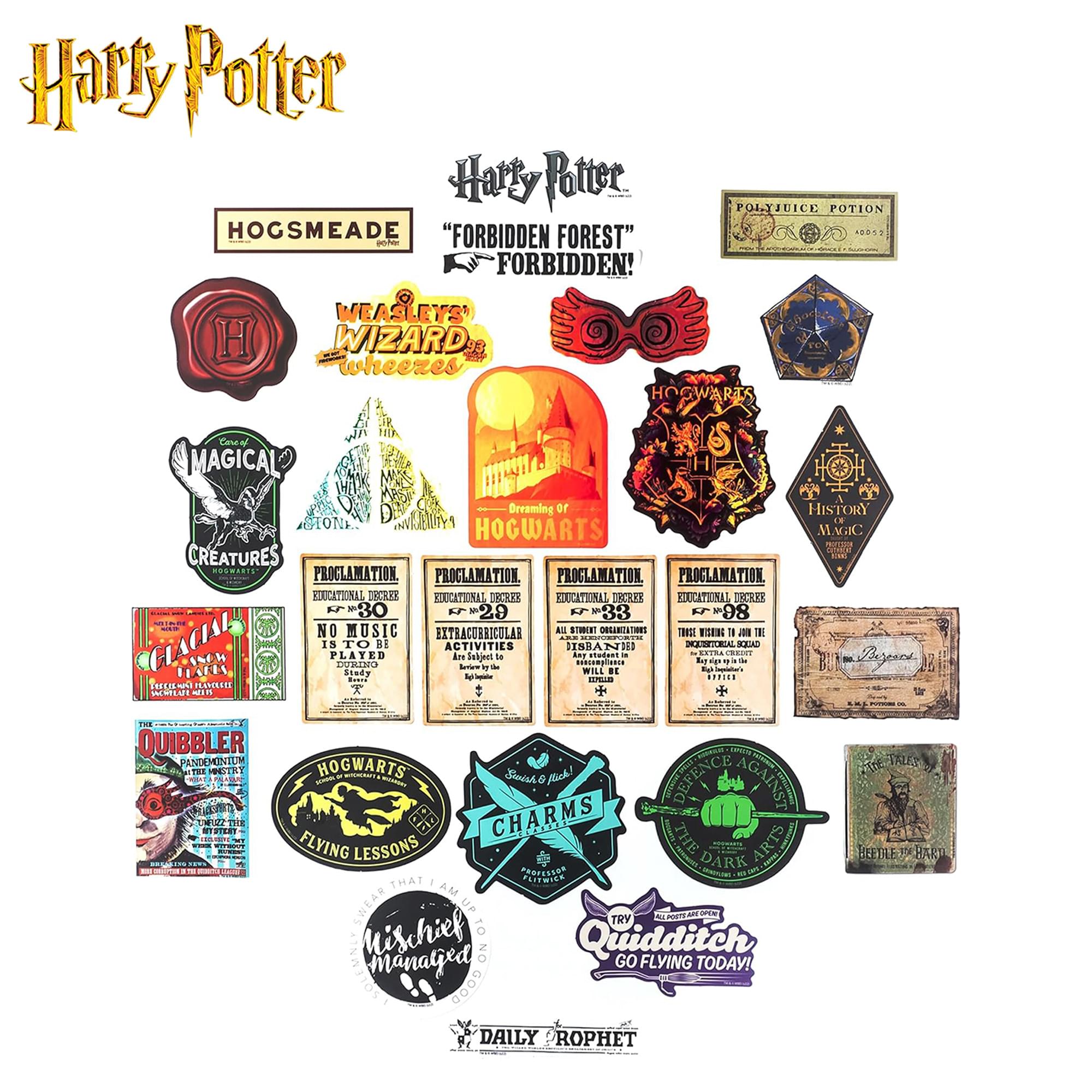 Harry Potter Clear Variety Vinyl Decal 50-Pack