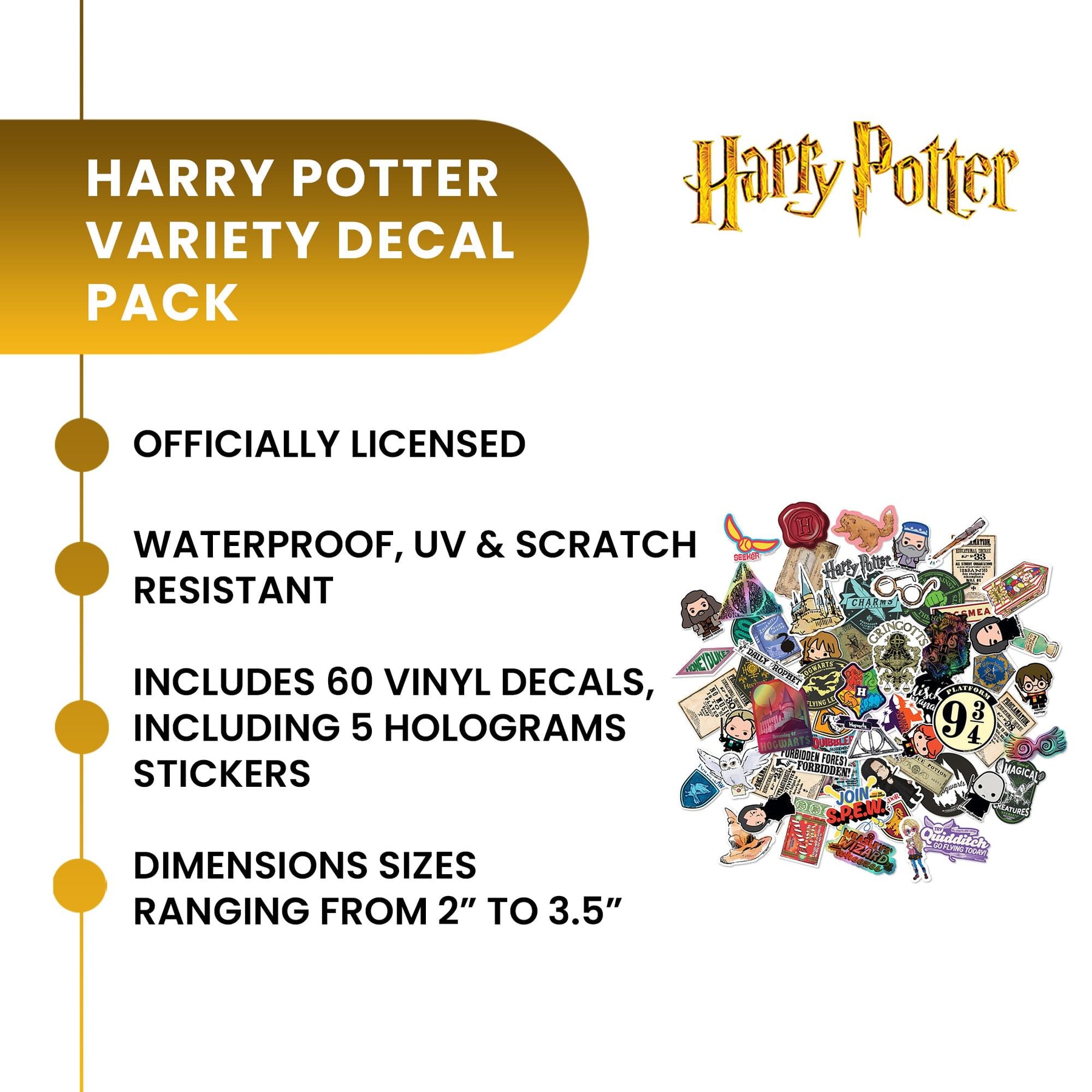 Harry Potter Clear Variety Vinyl Decal 50-Pack
