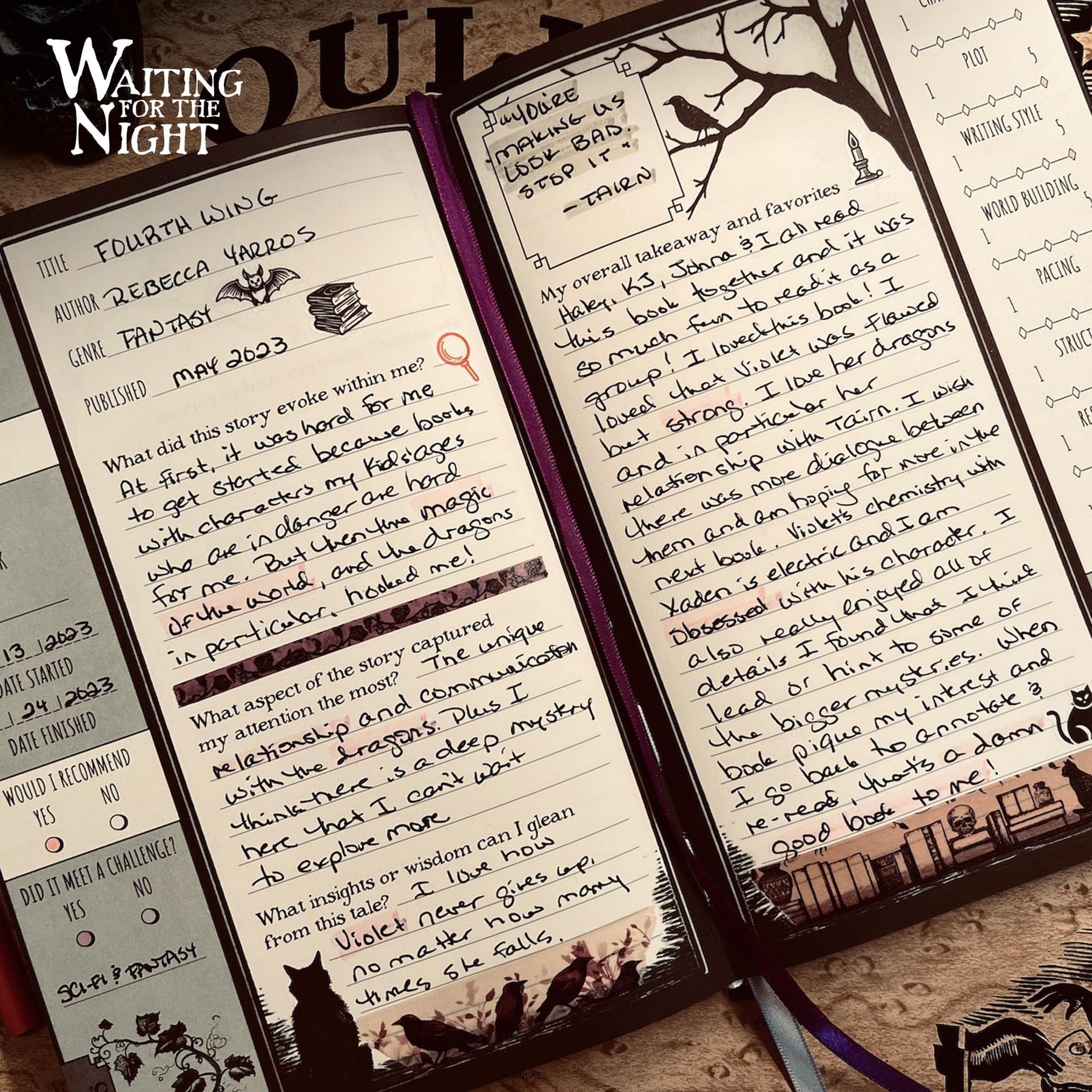 Waiting For The Night Reading Journal | 150 Pages