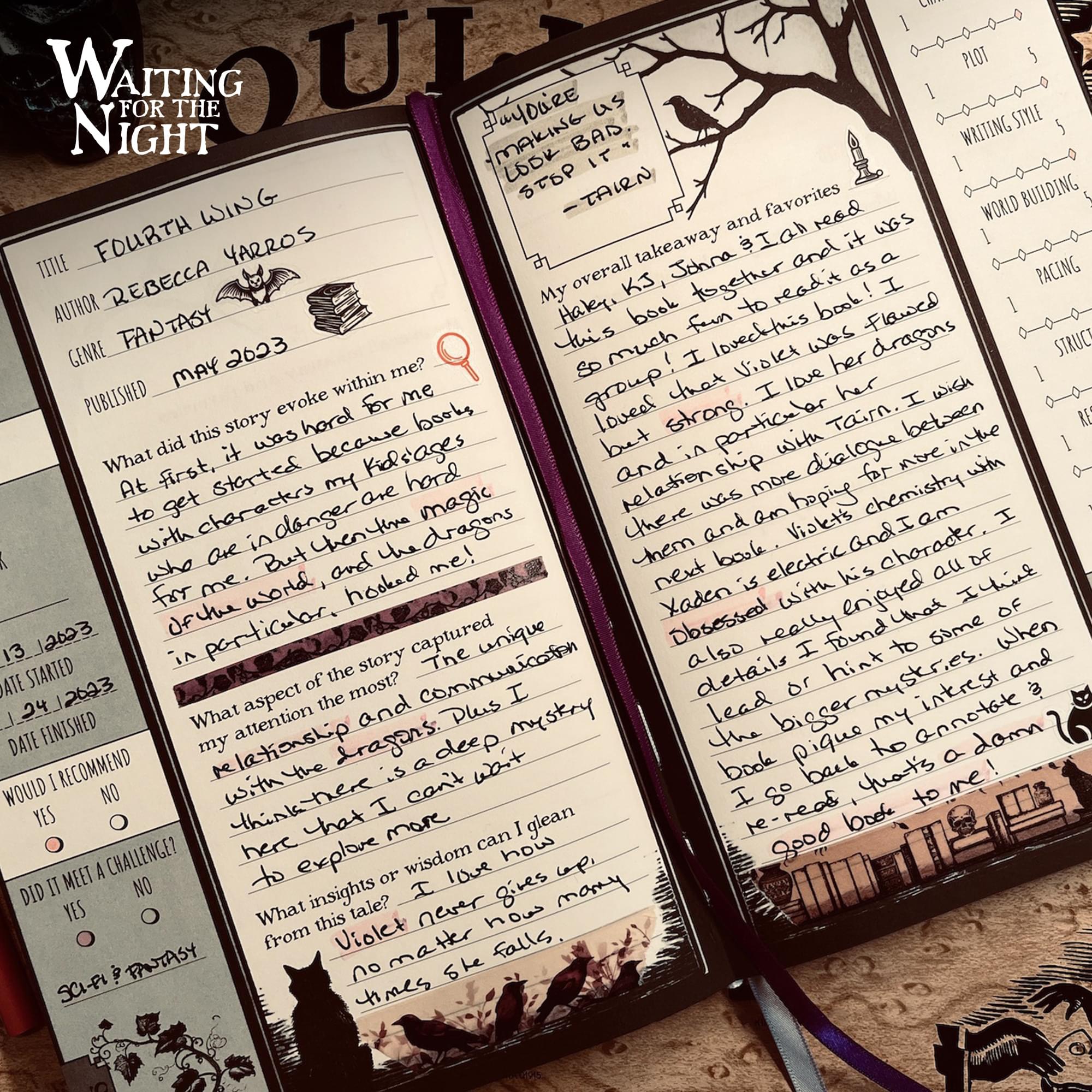 Waiting For The Night Reading Journal | 150 Pages