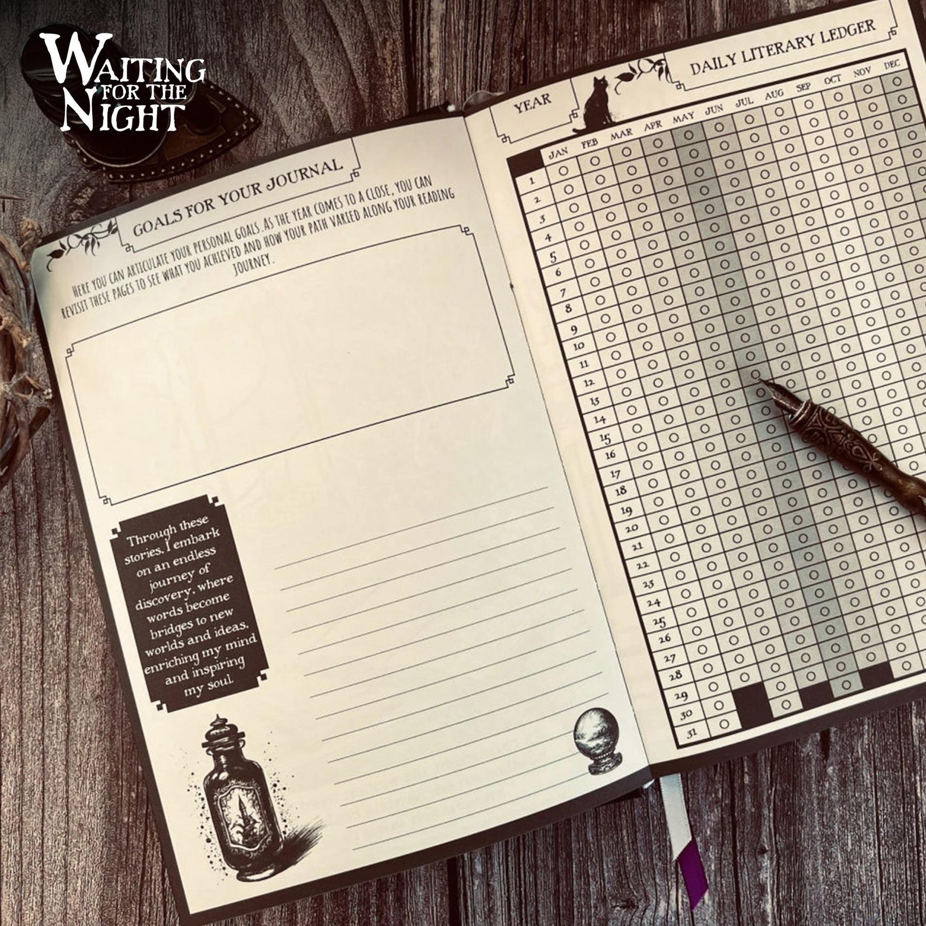 Waiting For The Night Reading Journal | 150 Pages