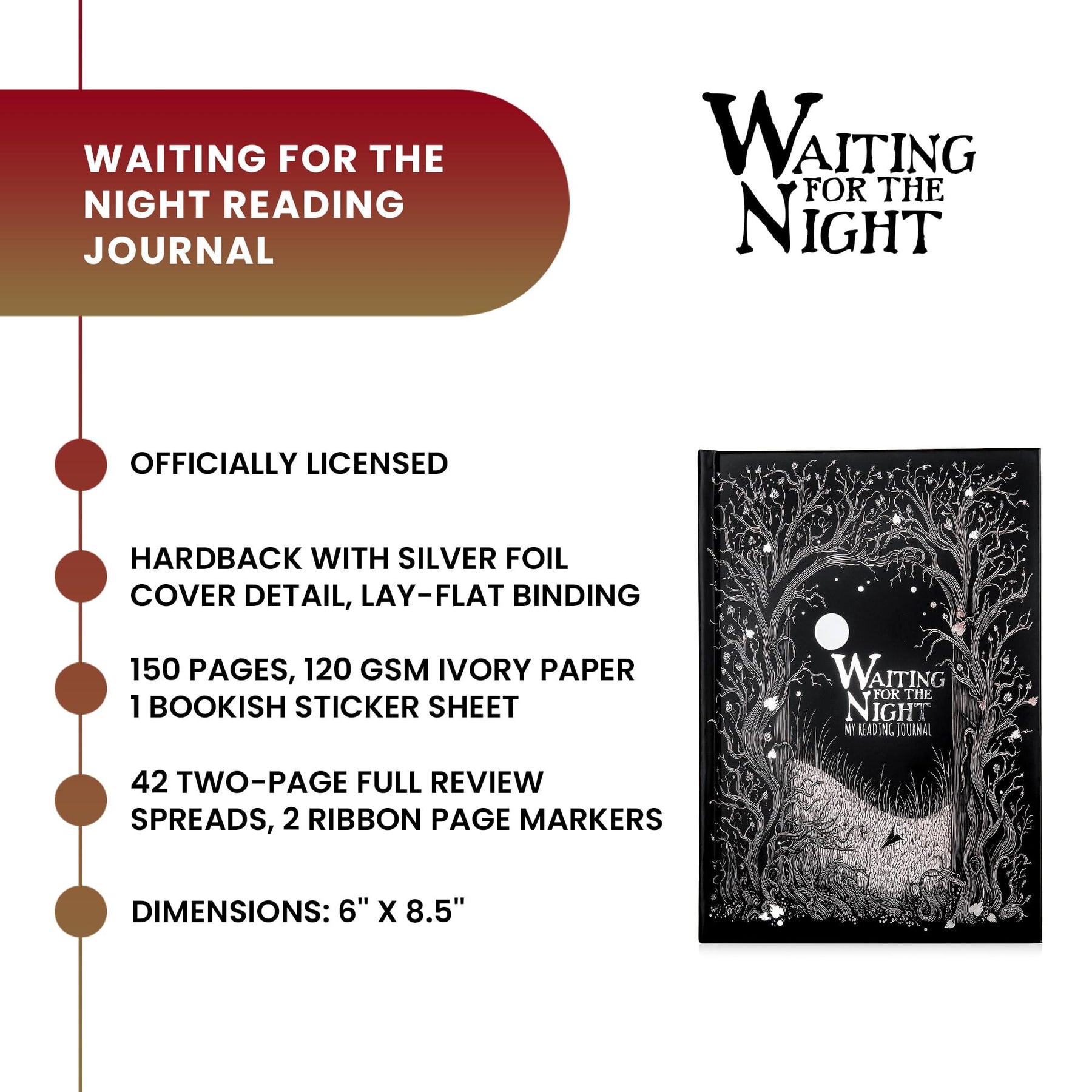 Waiting For The Night Reading Journal | 150 Pages