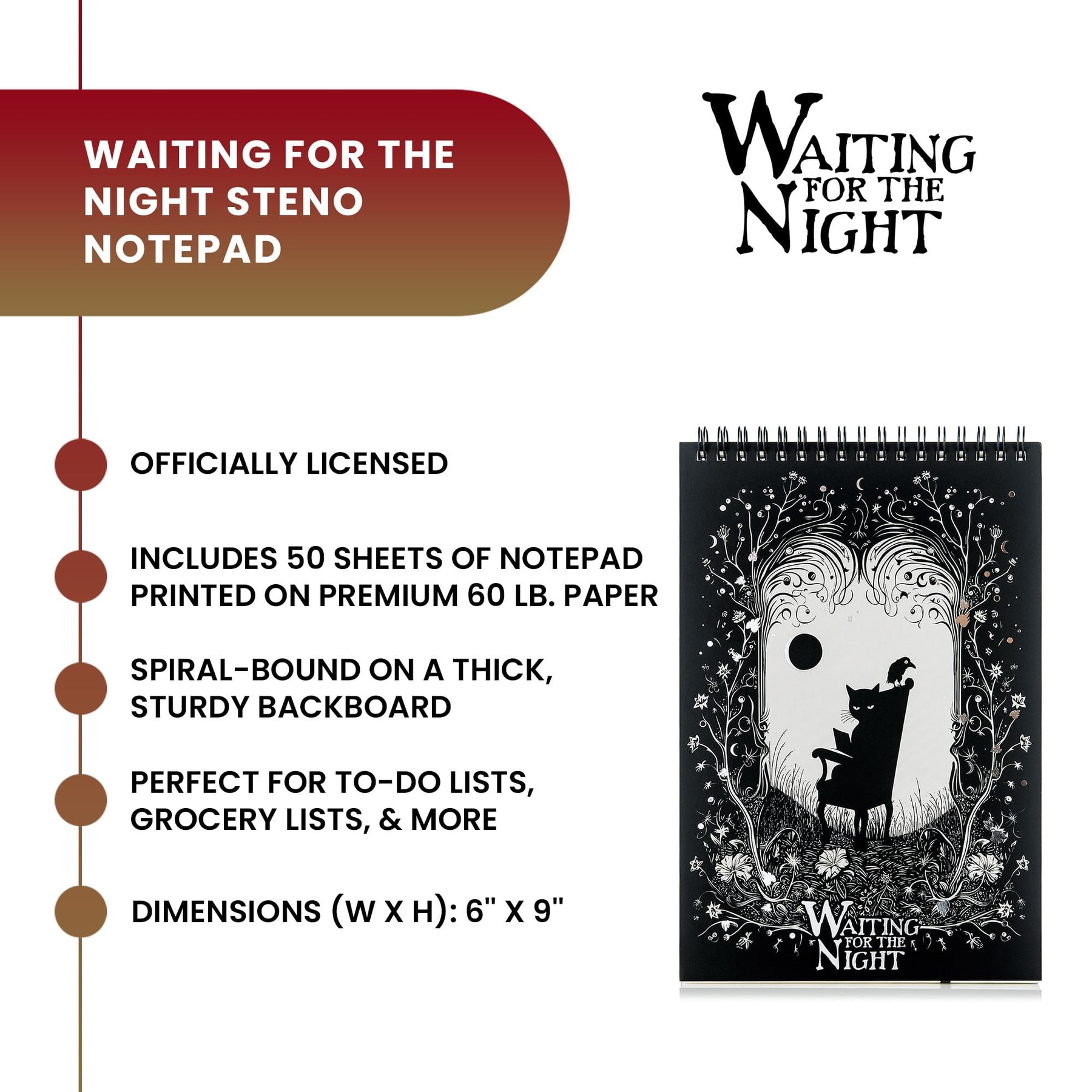 Waiting For The Night Steno Notepad | 50 Pages