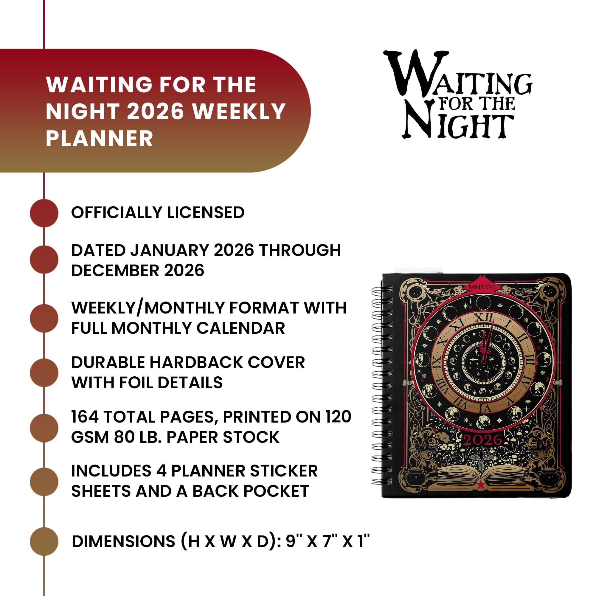 Waiting For The Night 2026 Weekly Planner