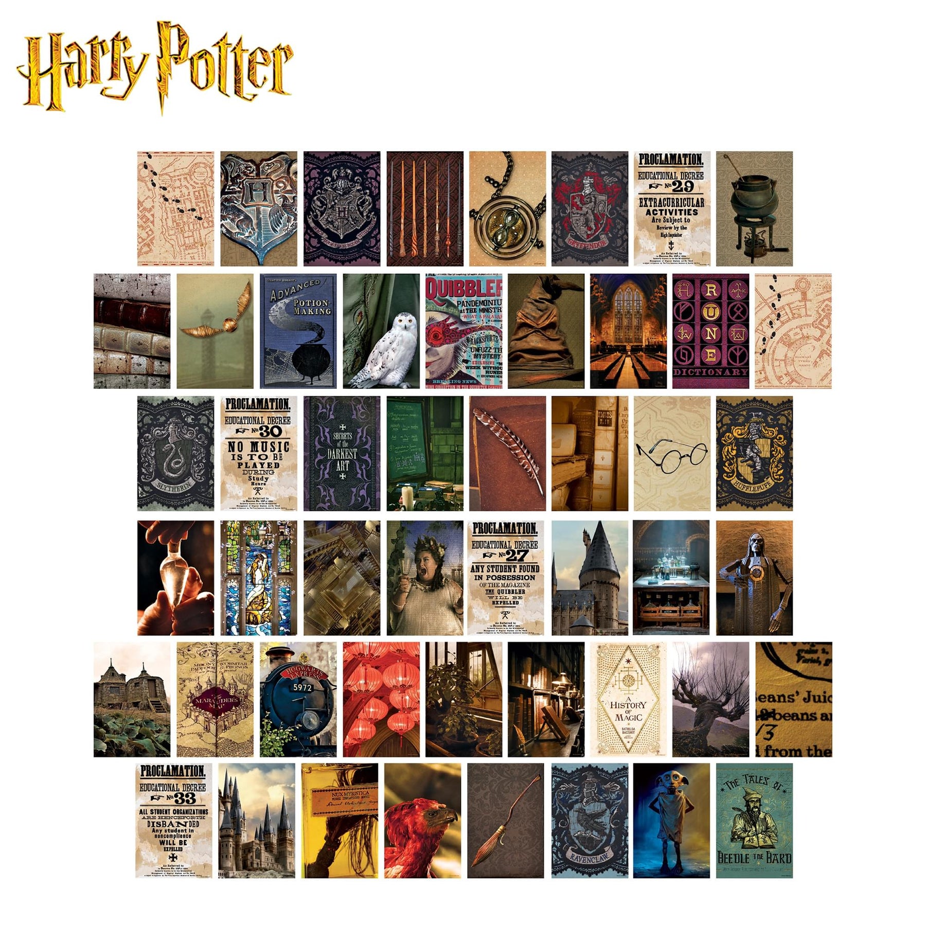 Harry Potter Hogwarts 4 x 6 Inch Wall Collage Kit | 50 Prints