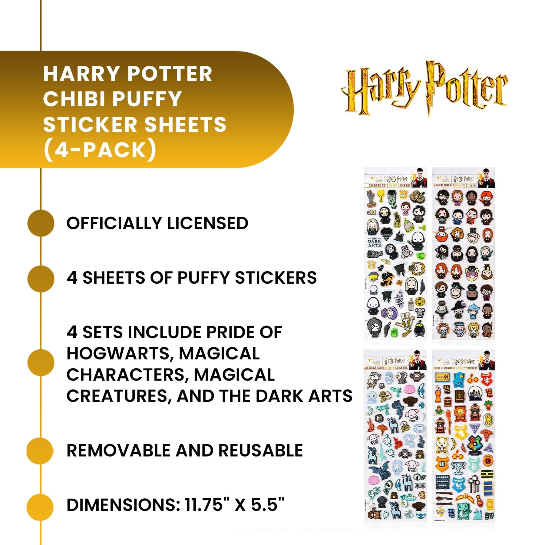 Harry Potter Chibi Puffy Sticker Sheets | 4-Pack