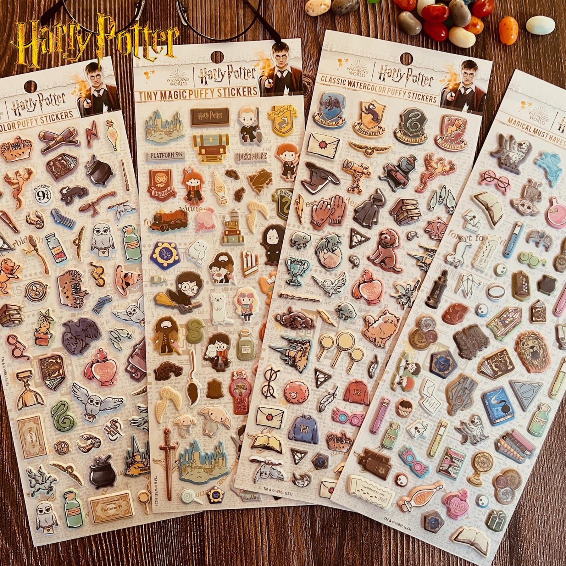 Harry Potter Watercolor Puffy Sticker Sheets | 4-Pack