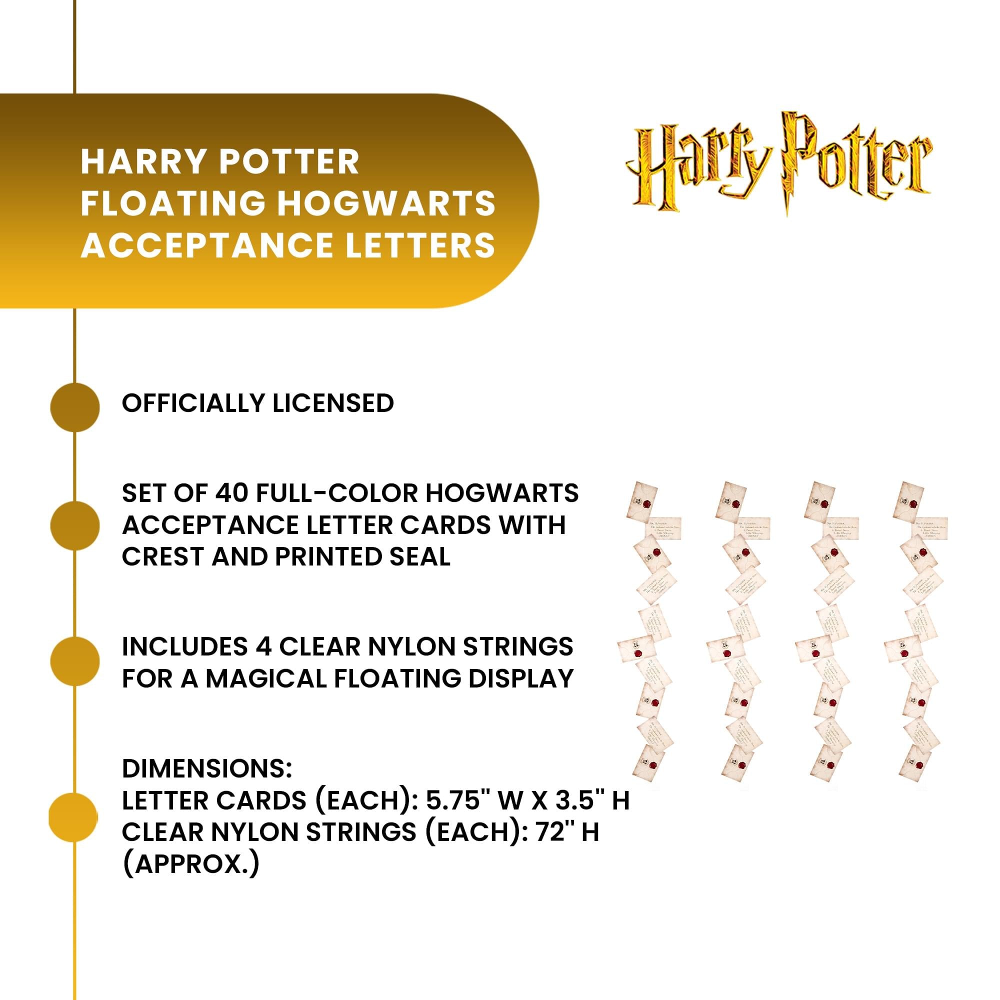 Harry Potter Floating Hogwarts Acceptance Letter Set Of 40