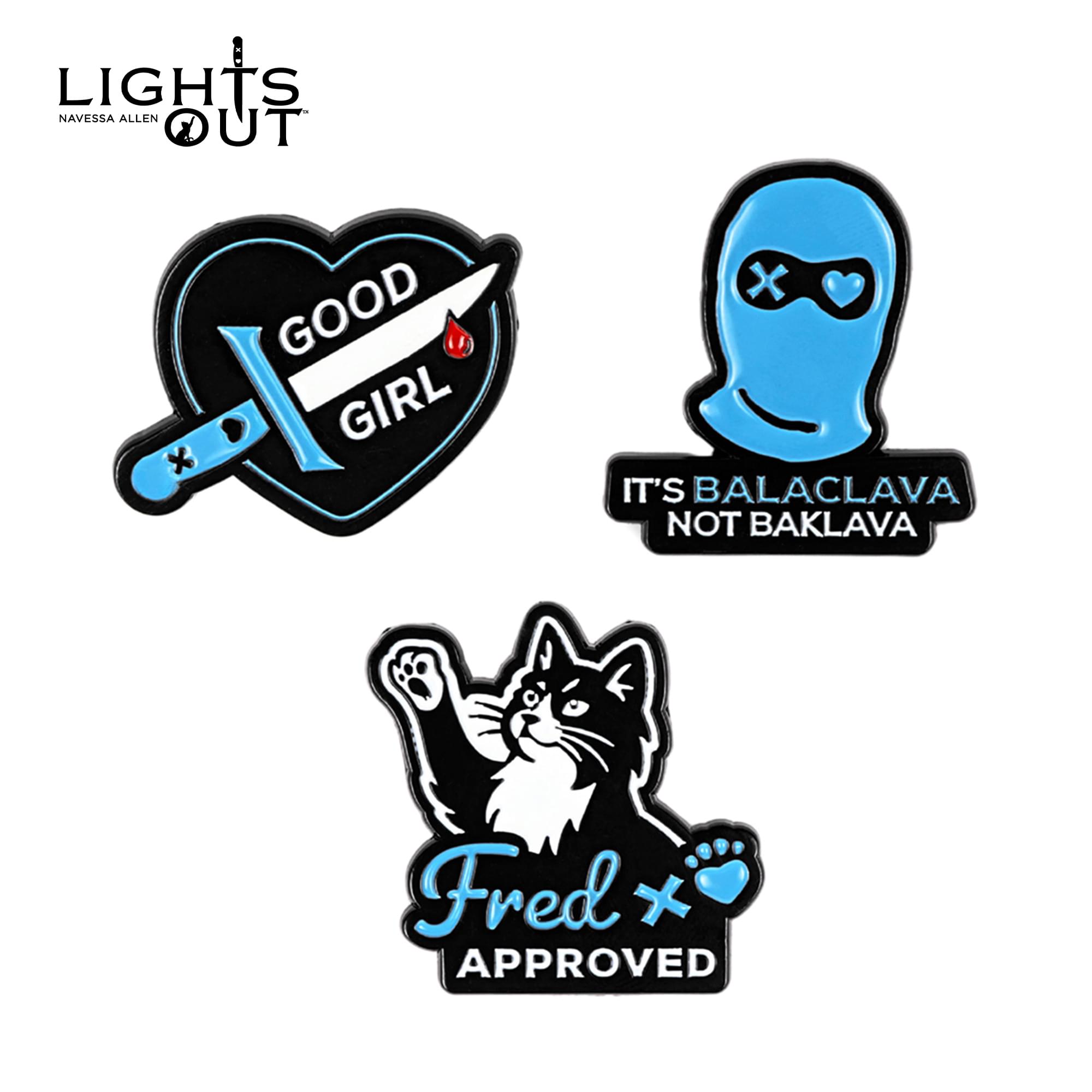 Lights Out Enamel Pin 3-Pack