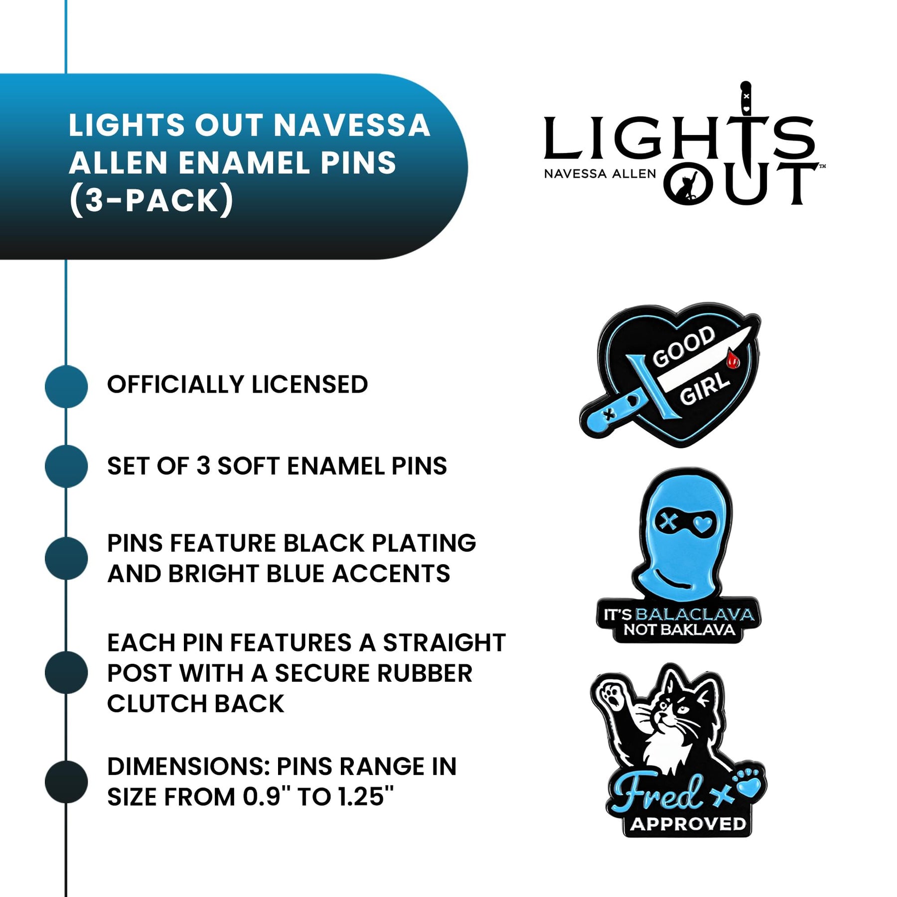 Lights Out Enamel Pin 3-Pack