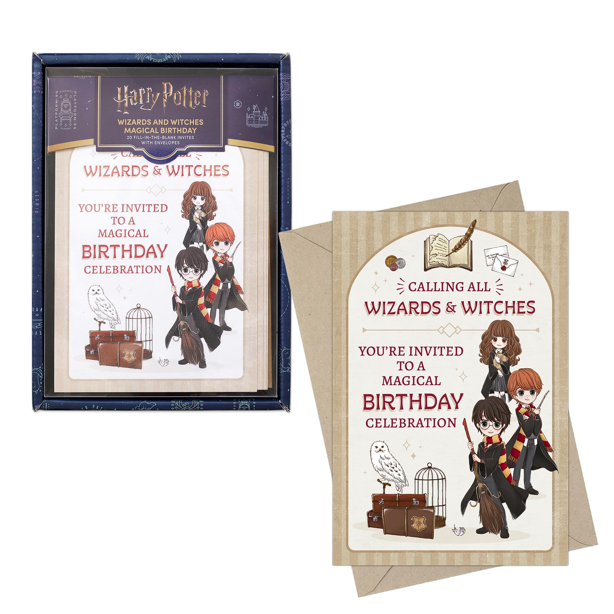 Harry Potter Magical Wizards & Witches Birthday Invitation & Envelope Box Set