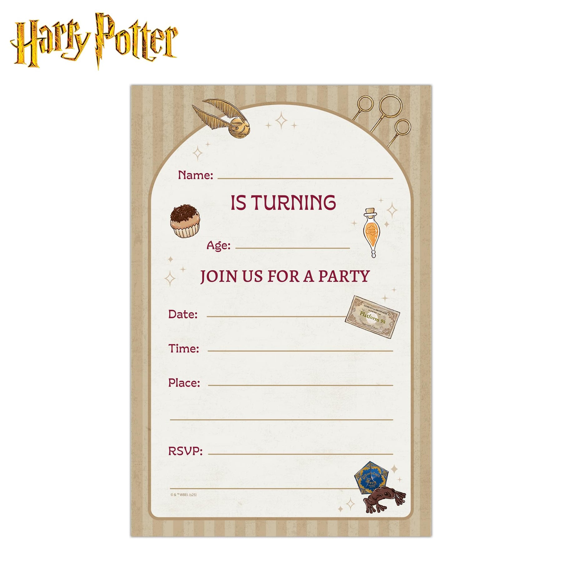 Harry Potter Magical Wizards & Witches Birthday Invitation & Envelope Box Set