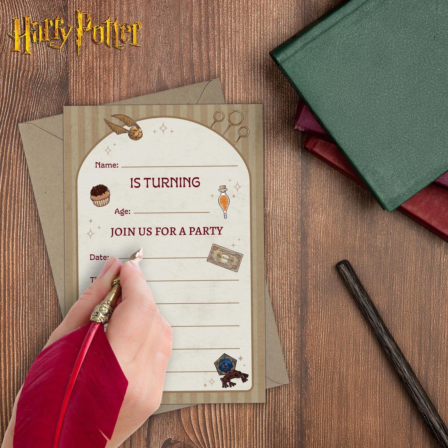 Harry Potter Magical Wizards & Witches Birthday Invitation & Envelope Box Set