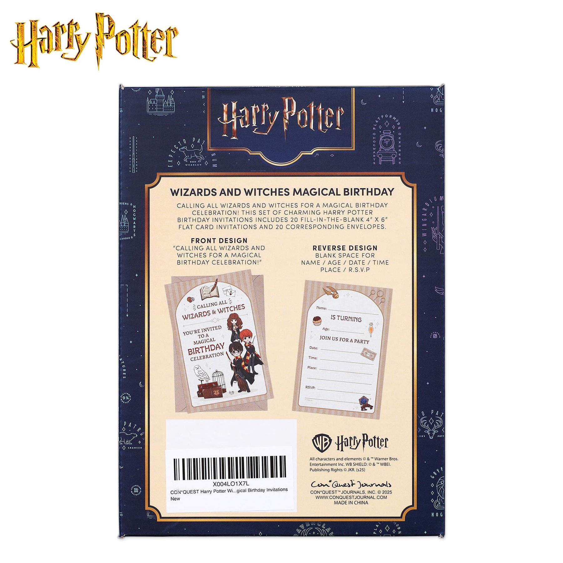 Harry Potter Magical Wizards & Witches Birthday Invitation & Envelope Box Set