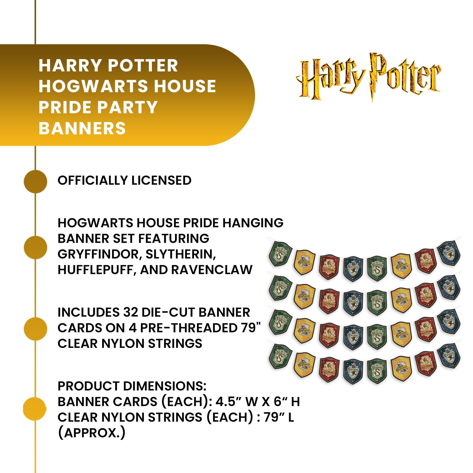 Harry Potter Hogwarts House Pride Hanging Cardstock Banners | 32 Pieces