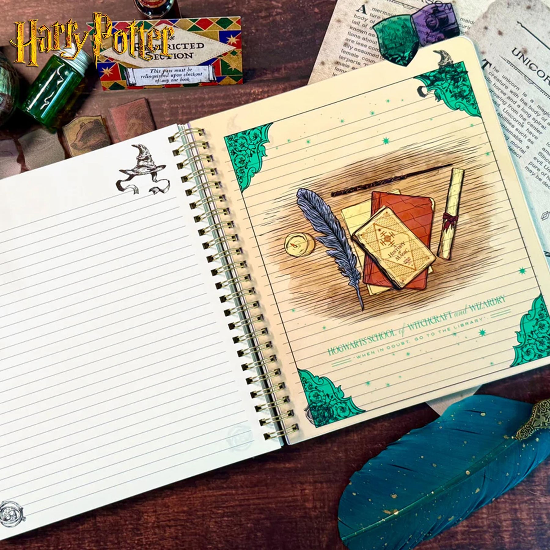 Harry Potter Sorting Hat 8 x 7 Inch 6-Tabbed Spiral Journal | 144 Pages