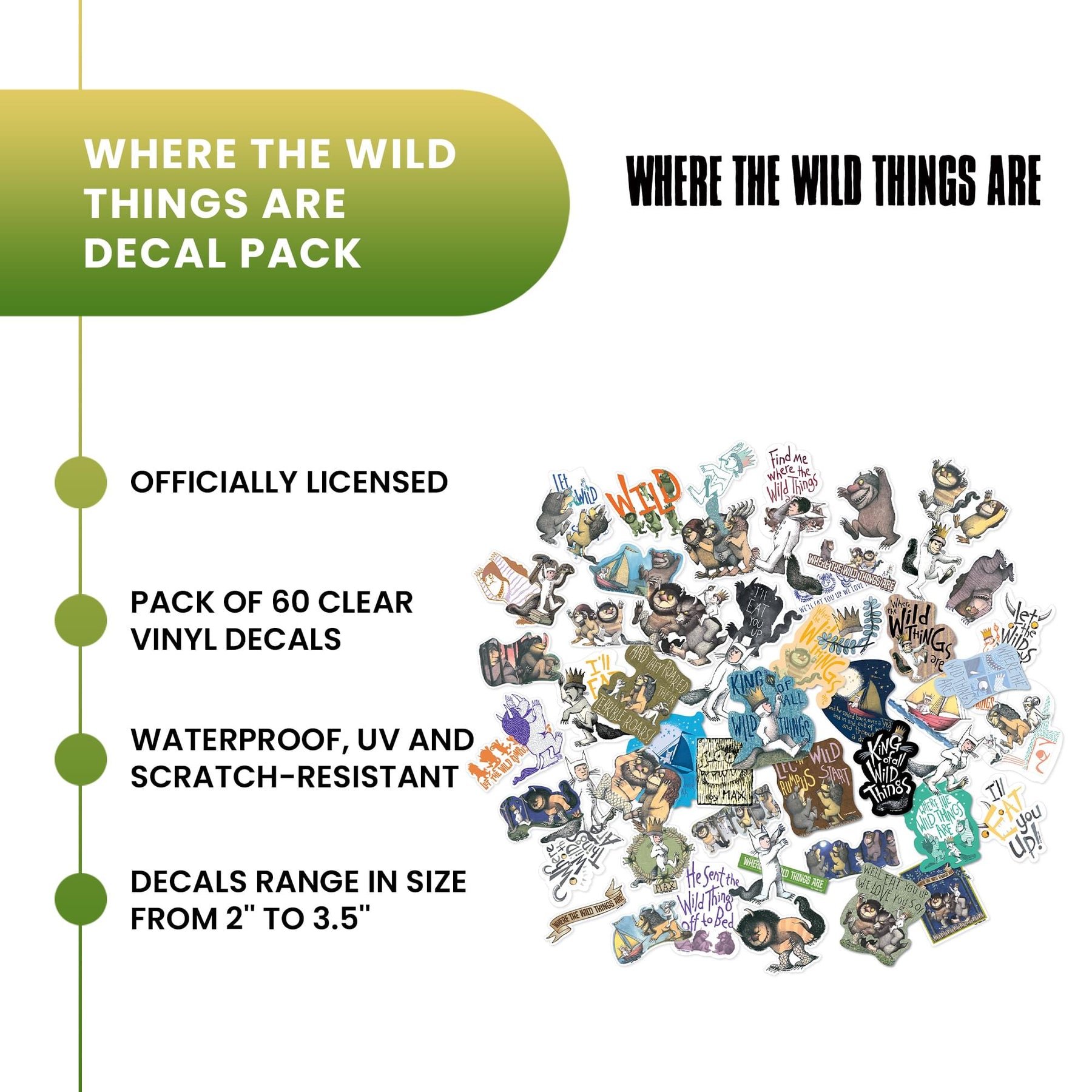 Where the Wild Things Are Clear Vinyl Decal 60-Pack