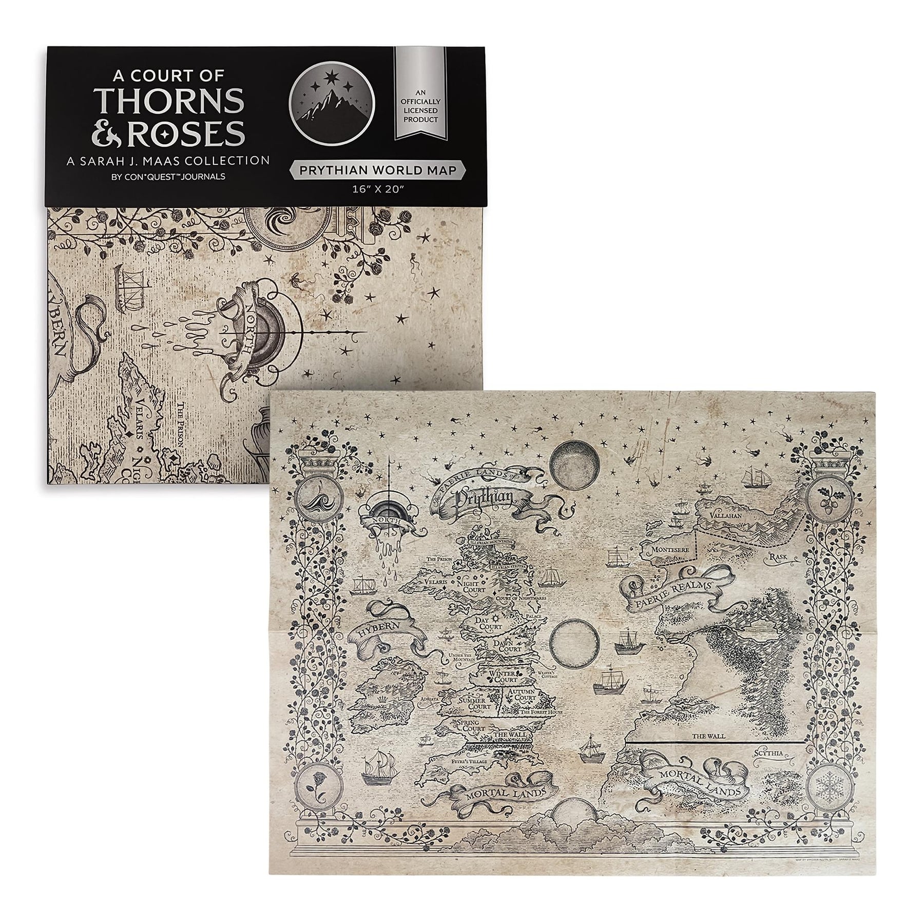 A Court Of Thorns and Roses 16 x 20 Inch Prythian World Map