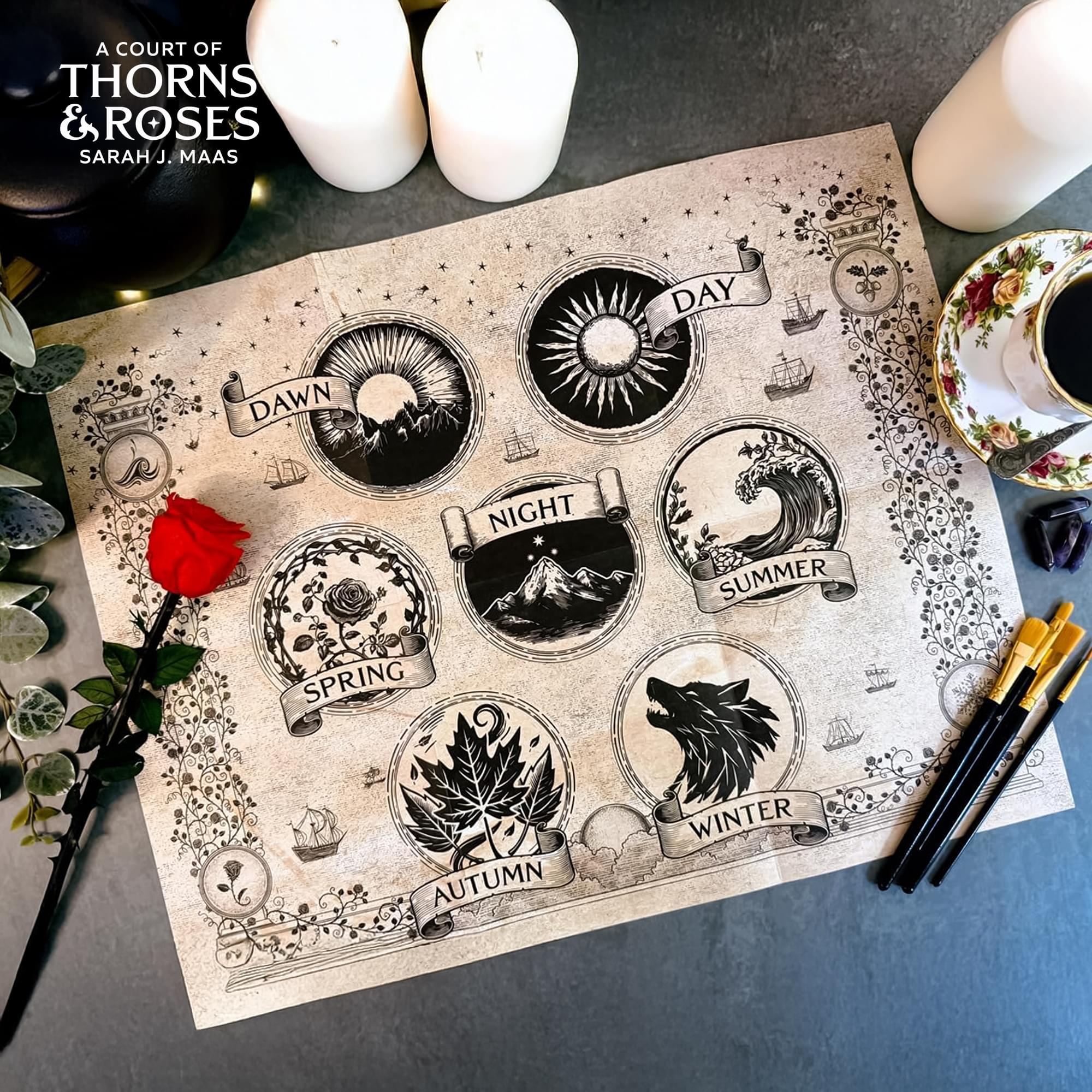 A Court Of Thorns and Roses 16 x 20 Inch Prythian World Map