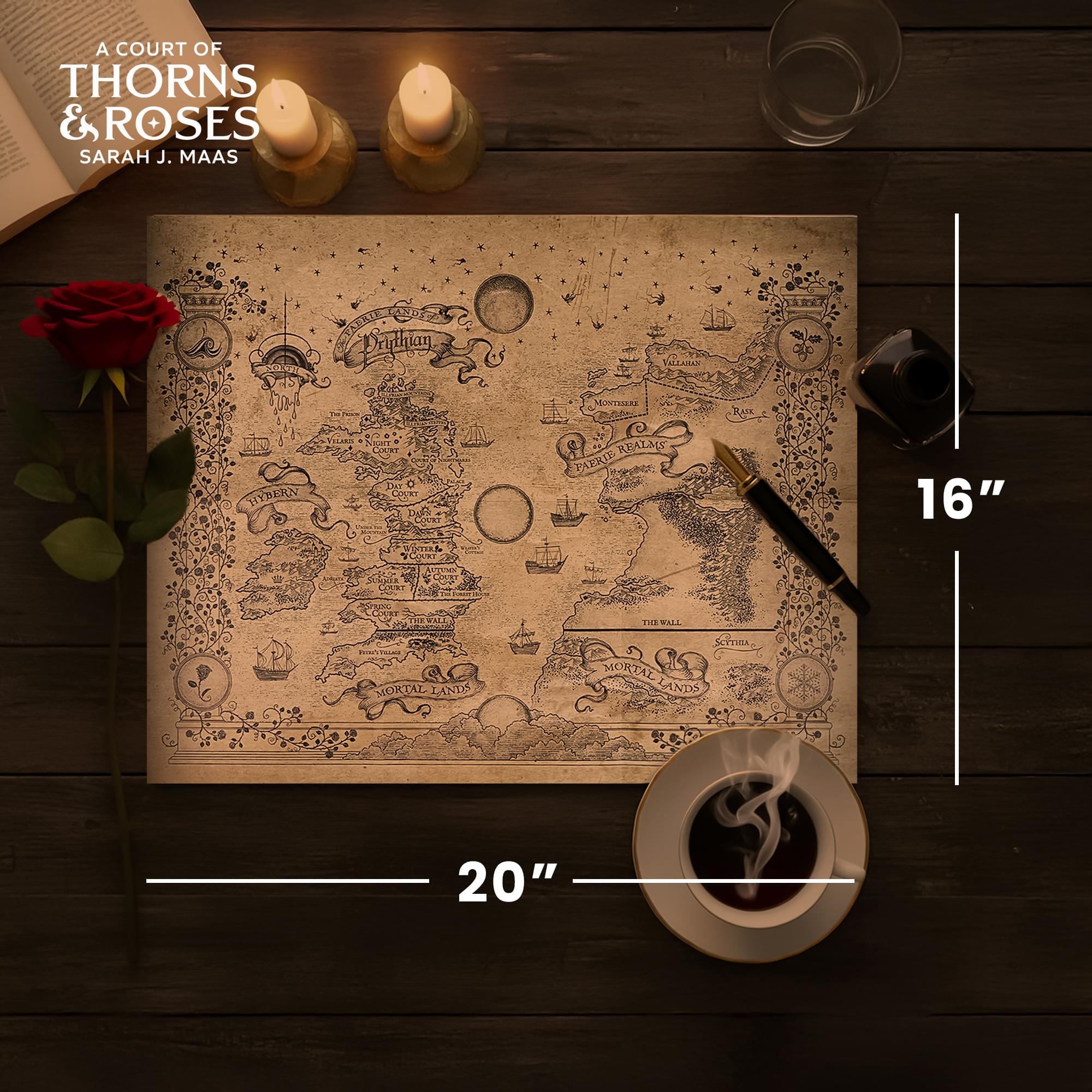 A Court Of Thorns and Roses 16 x 20 Inch Prythian World Map