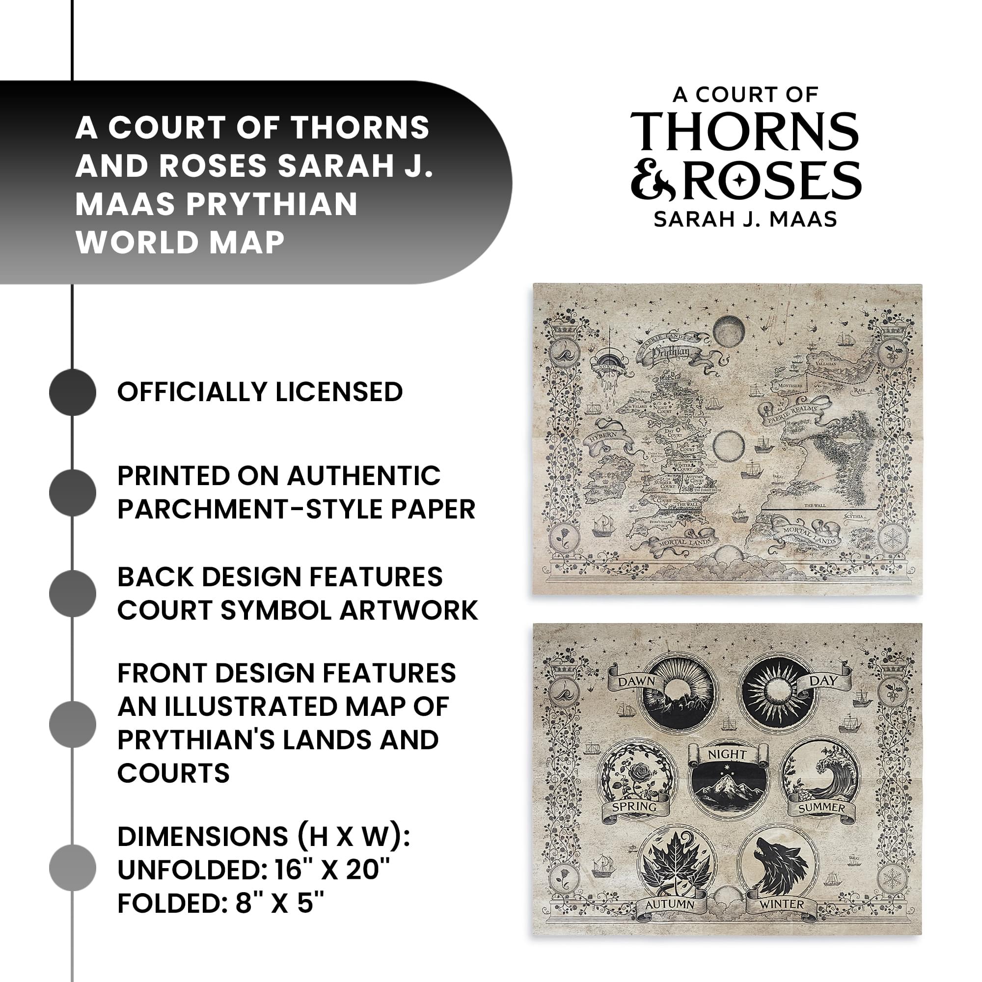A Court Of Thorns and Roses 16 x 20 Inch Prythian World Map