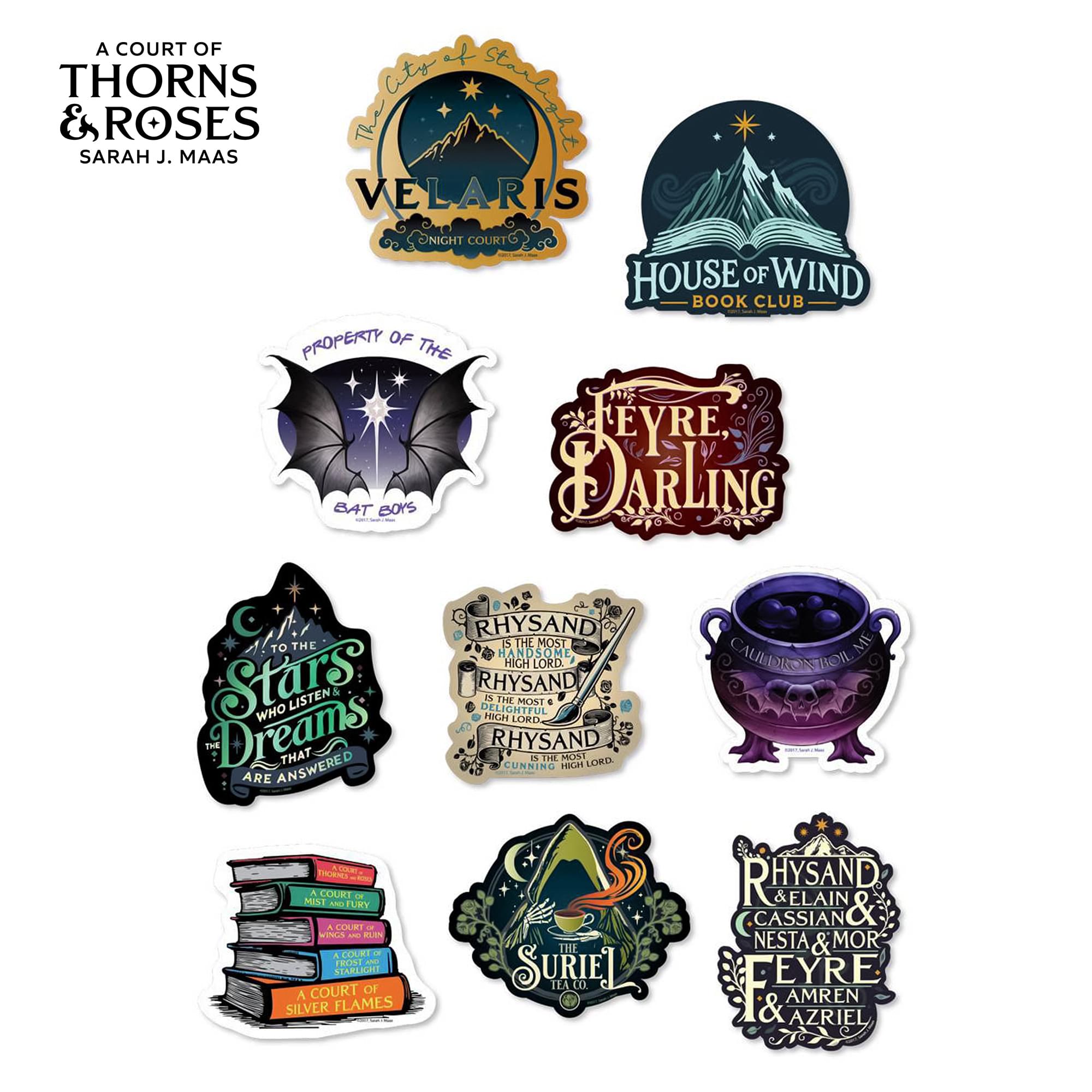 A Court Of Thorns and Roses Vinyl Decal 10-Pack