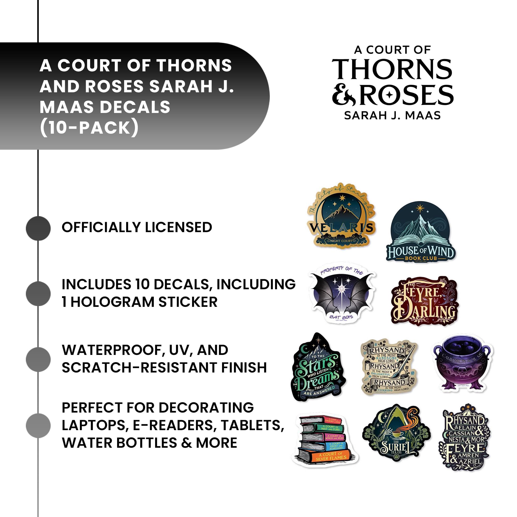 A Court Of Thorns and Roses Vinyl Decal 10-Pack