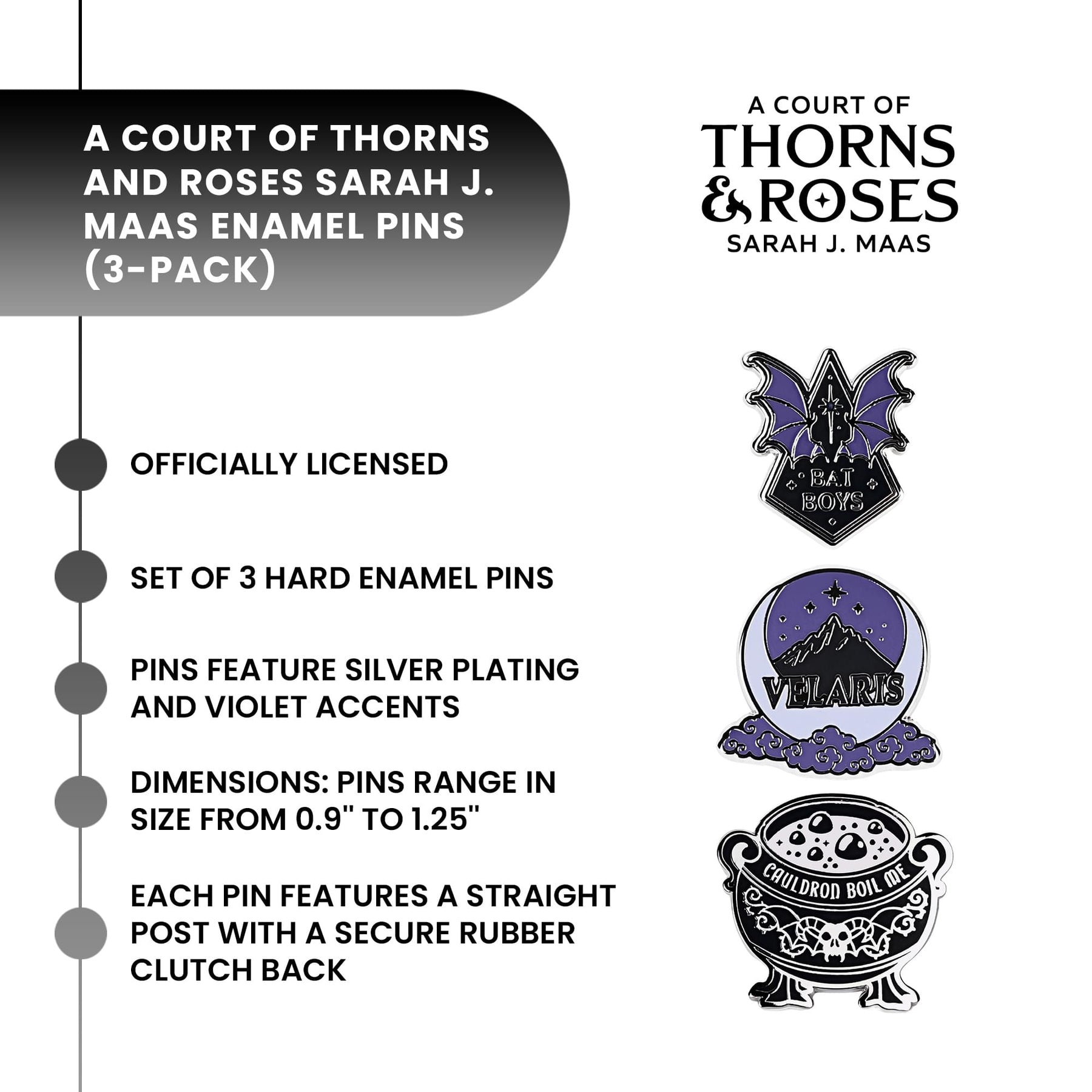 A Court Of Thorns and Roses Enamel Pin 3-Pack
