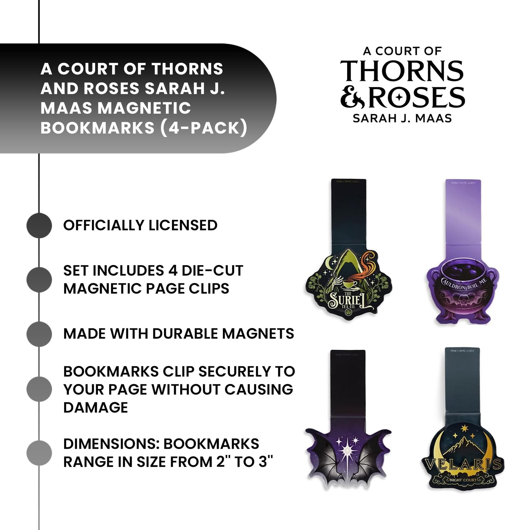 A Court Of Thorns and Roses Magnetic Bookmarks Set Of 4