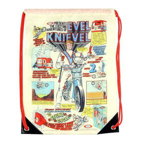Evel Knievel 17-Inch Polyester Drawstring Cinch Bag