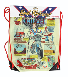 Evel Knievel 17-Inch Polyester Drawstring Cinch Bag