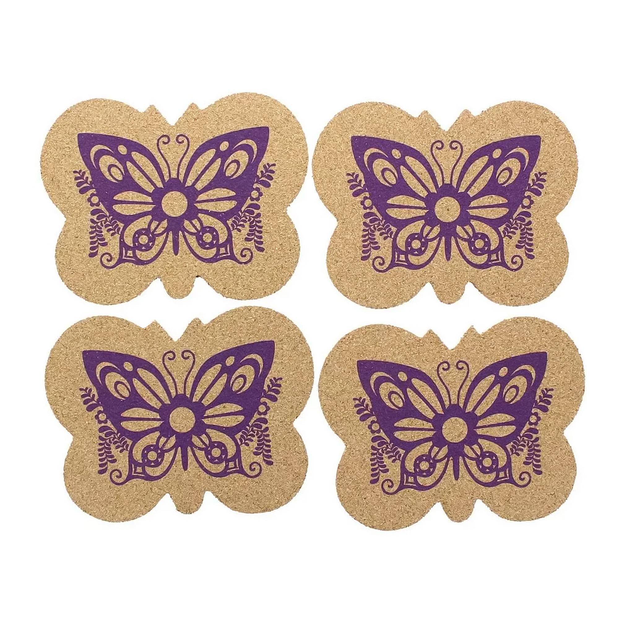 Kitsch on the Rocks Retro Cork Coaster Set - Super Fly - Set of 4
