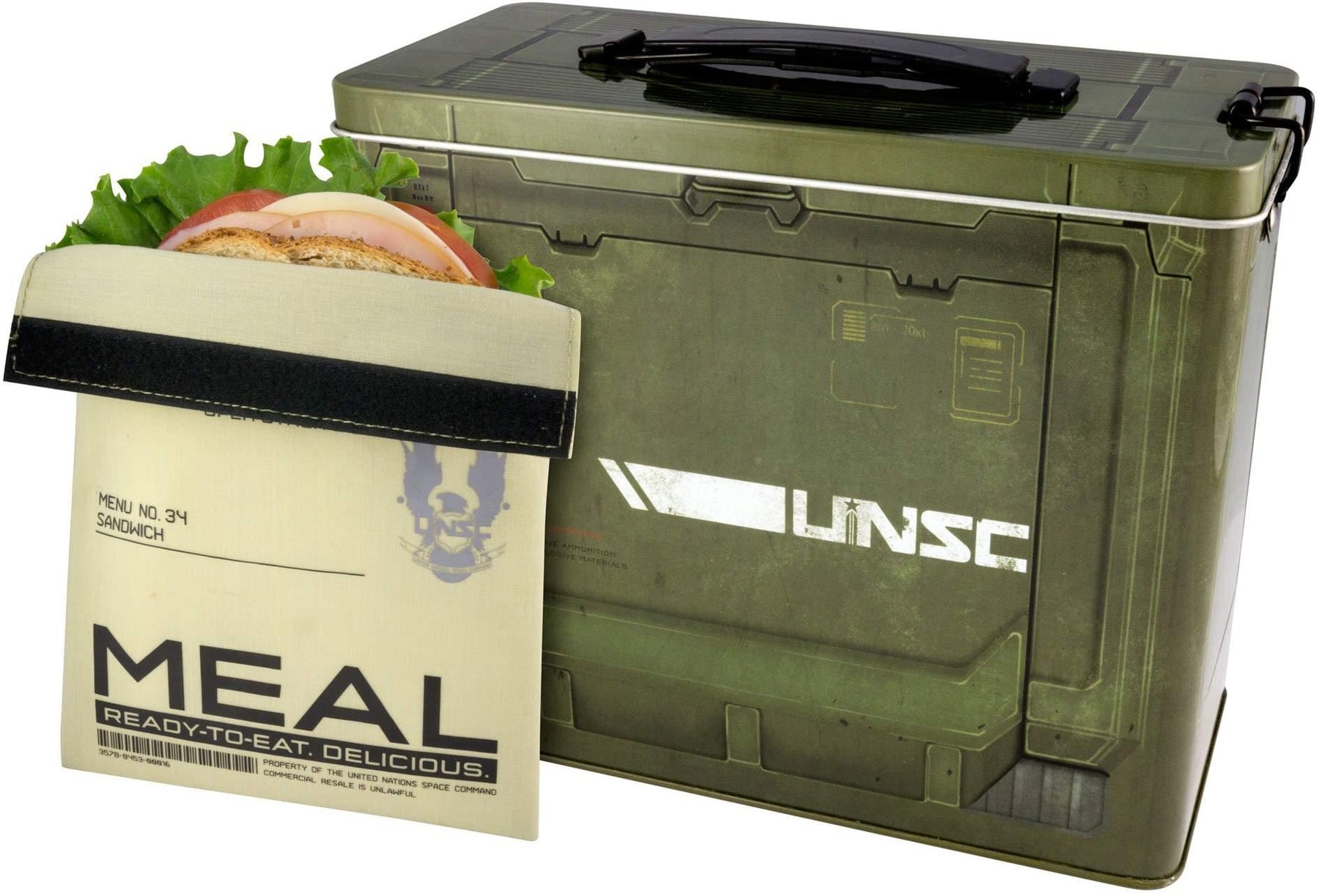 Halo Ammo Crate Tin Lunch Box With Reusable Sandwich Bag
