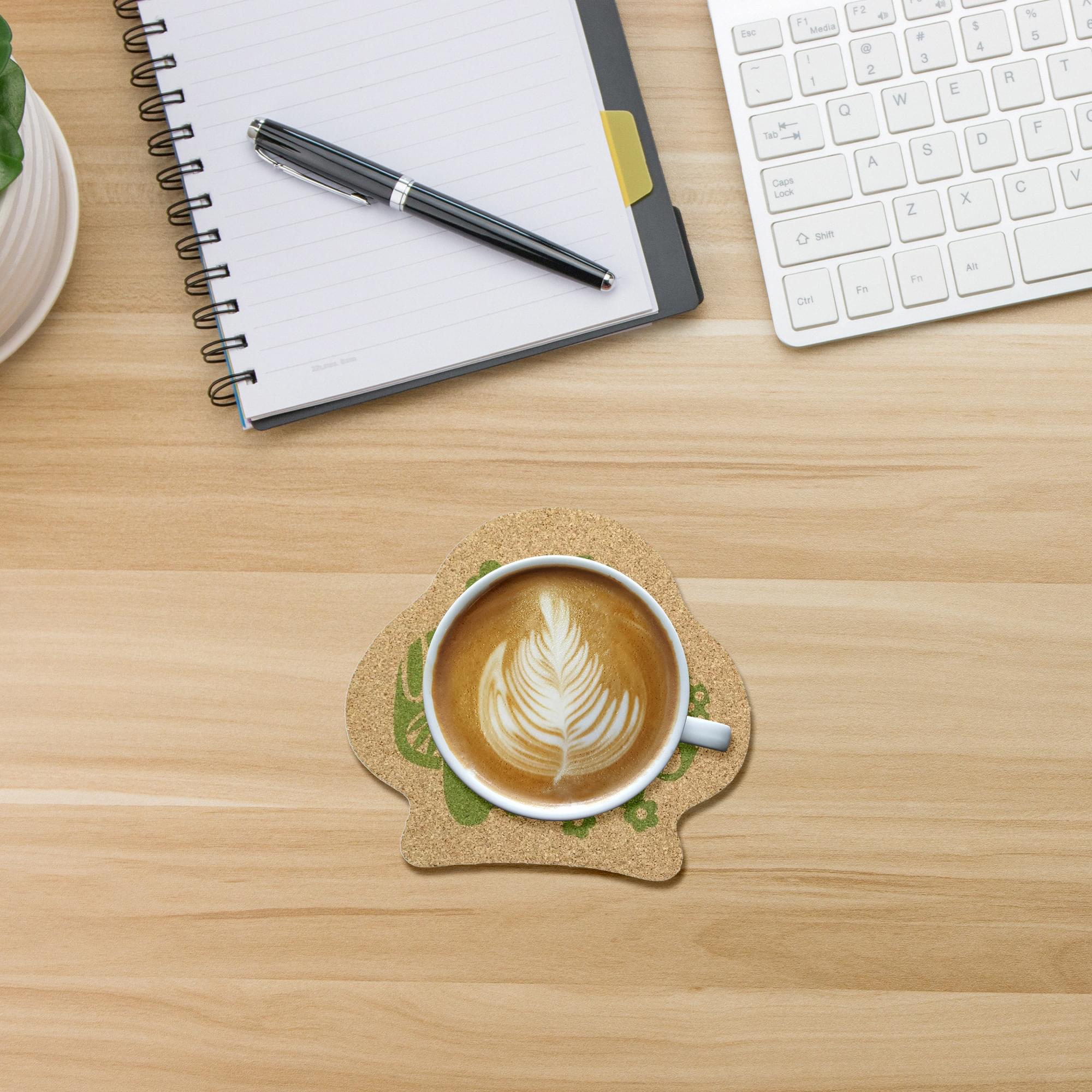 Single Retro Cork Drink Coaster -Mushrooms
