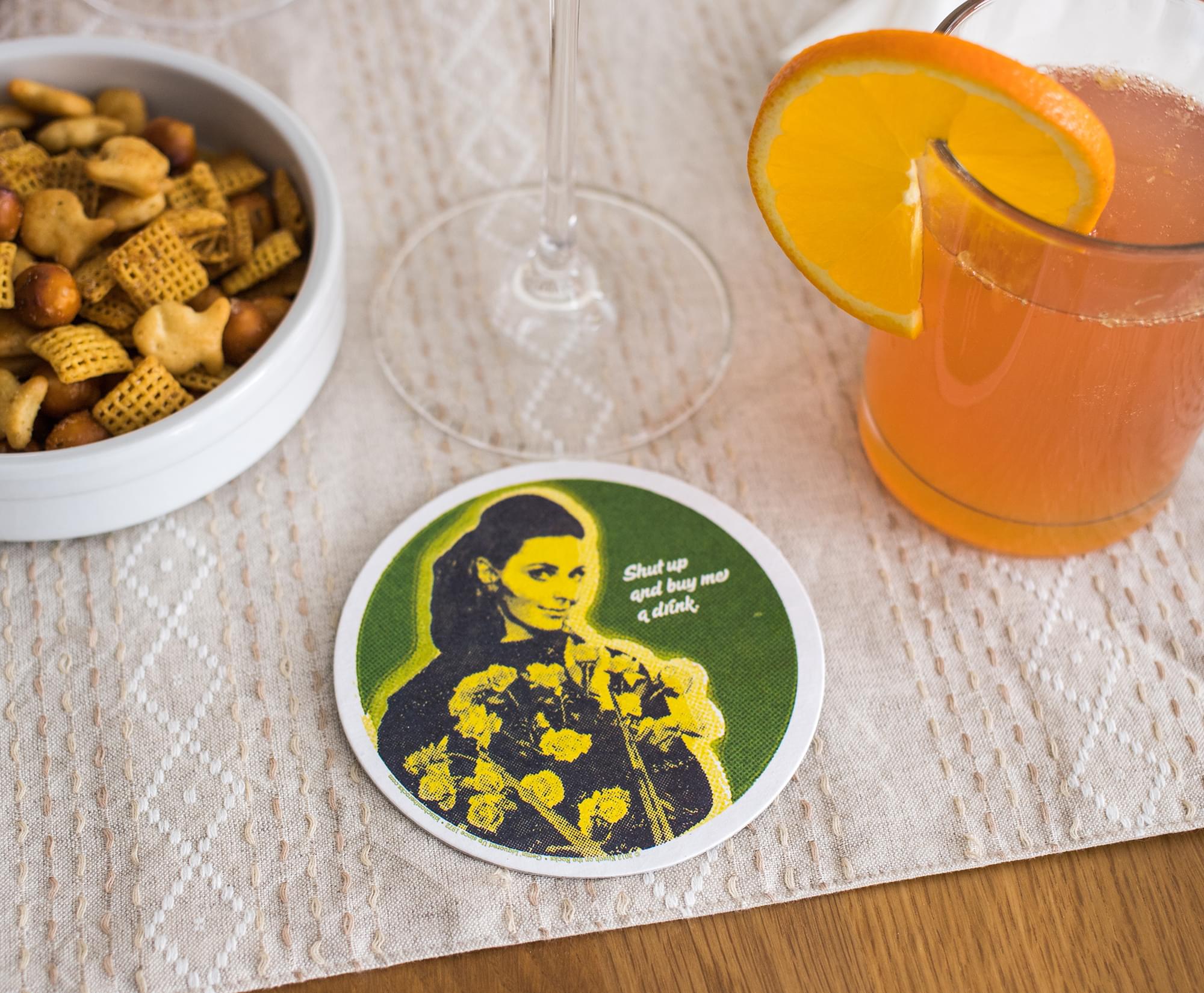 Single Retro Cork Drink Coaster - Shut Up And Buy Me A Drink