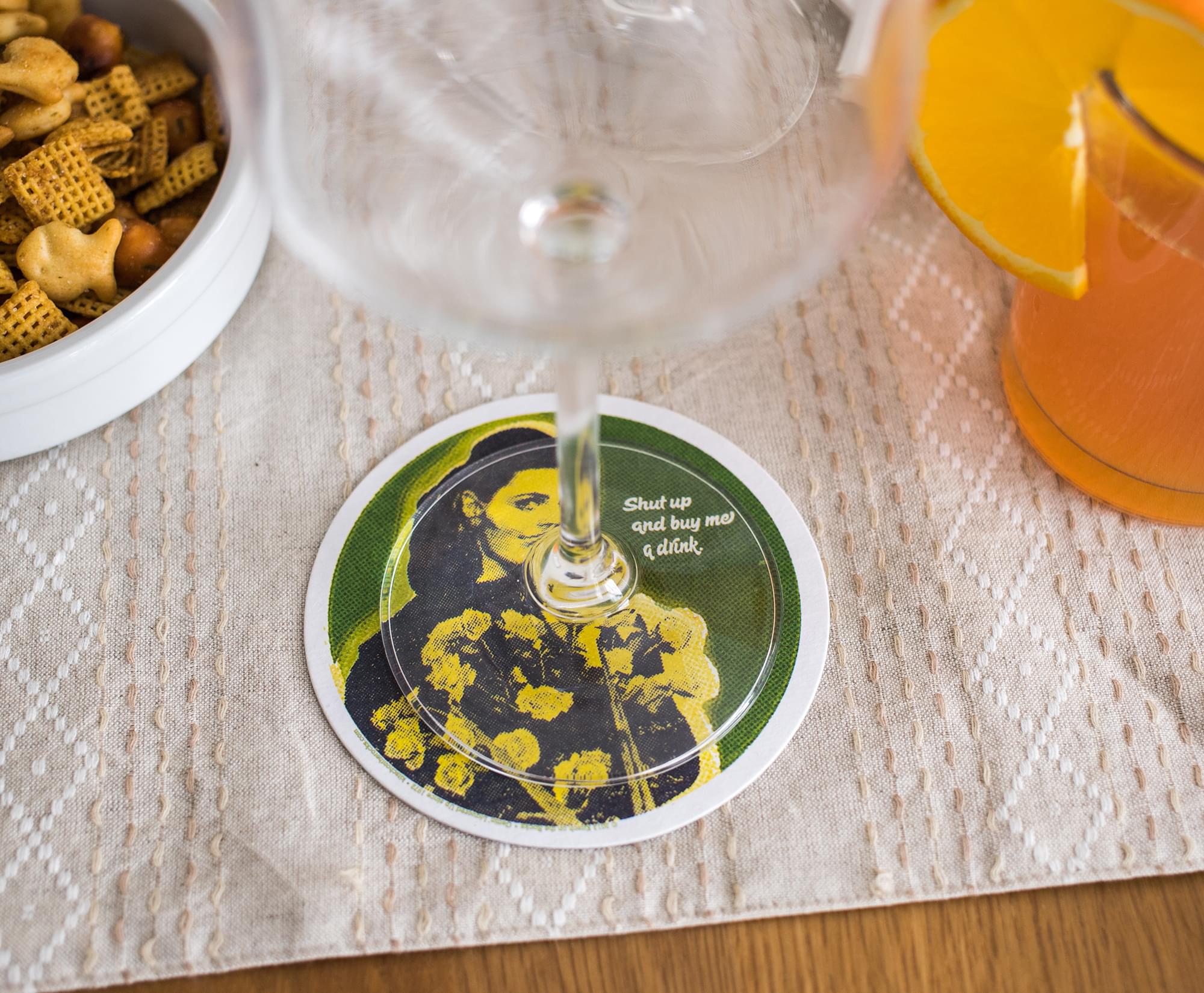 Single Retro Cork Drink Coaster - Shut Up And Buy Me A Drink