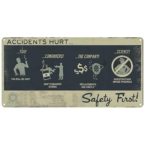 Portal Safety First Tin Wall Sign
