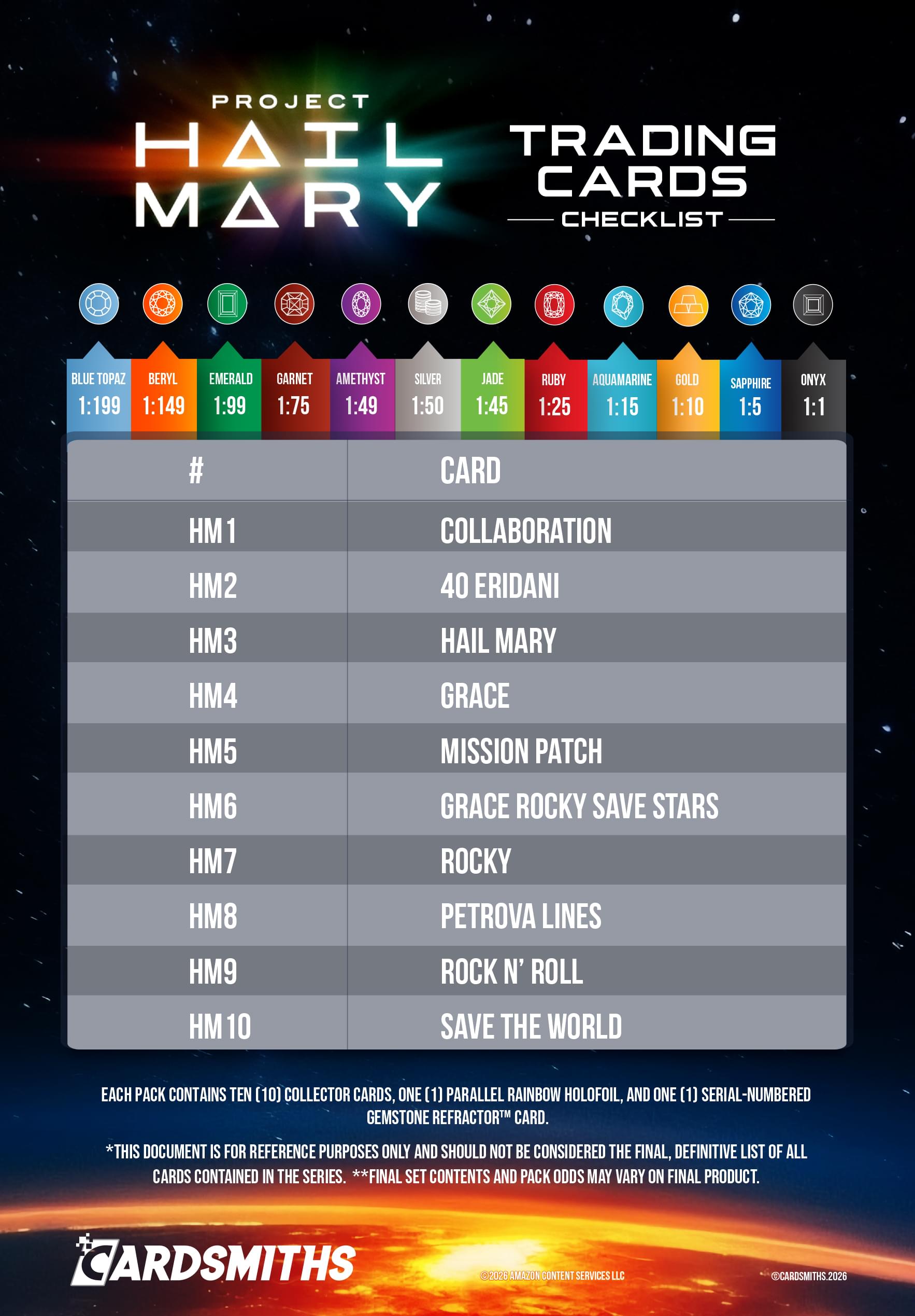 Project Hail Mary Trading Card Mini Set