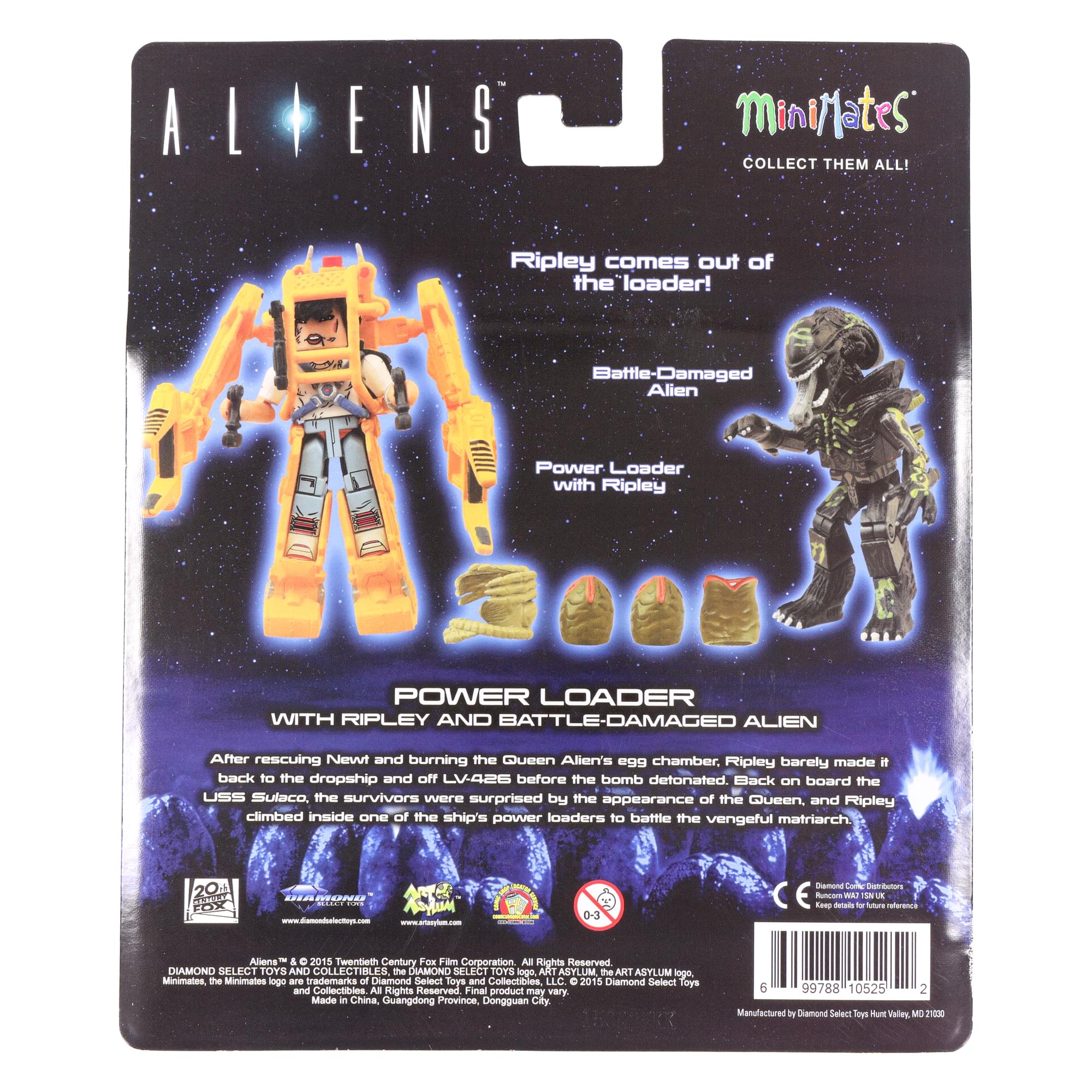 Aliens Deluxe Power Loader with Ripley & Battle-Damaged Alien Warrior Minimates