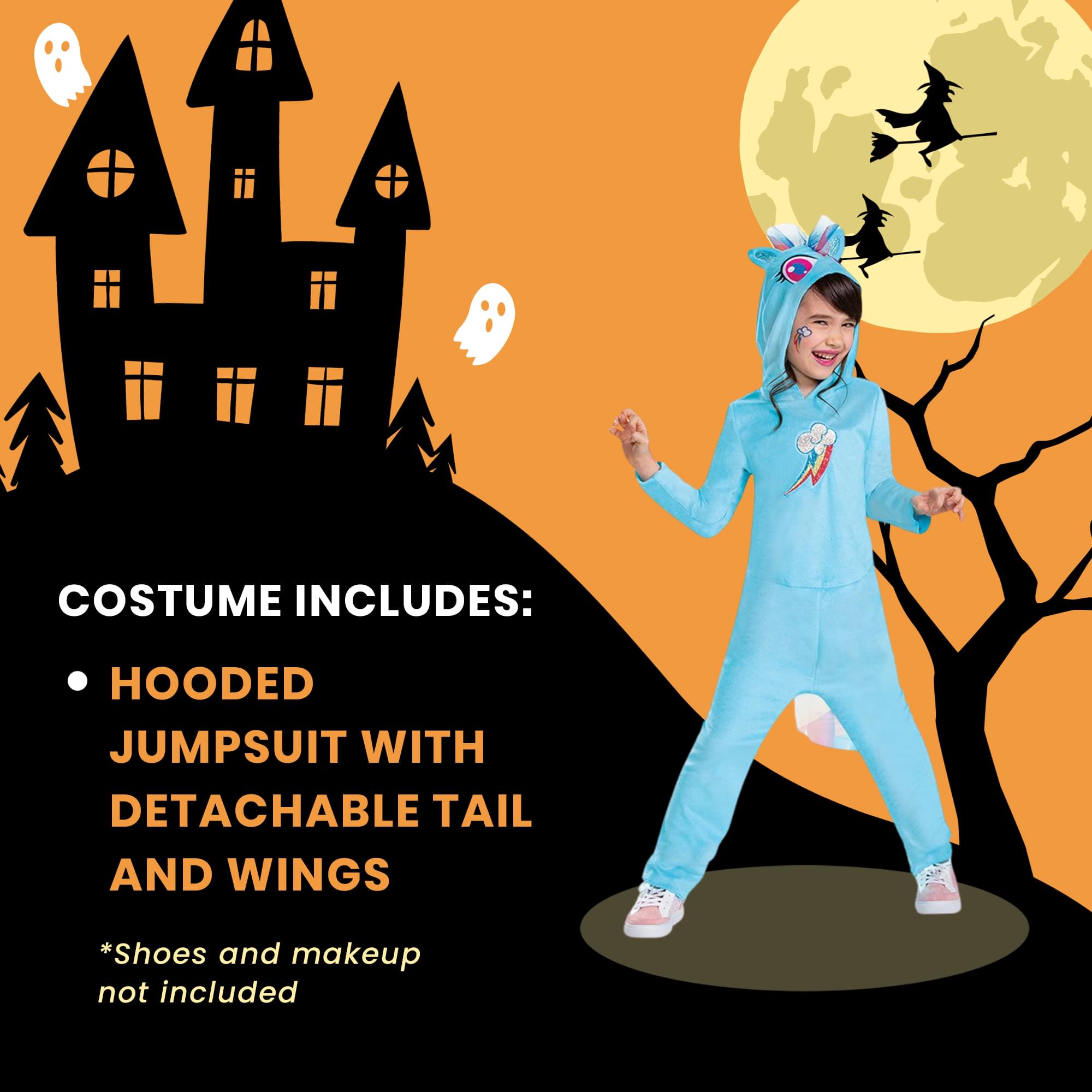 My Little Pony Rainbow Dash Girls Hooded Costume Jumpsuit