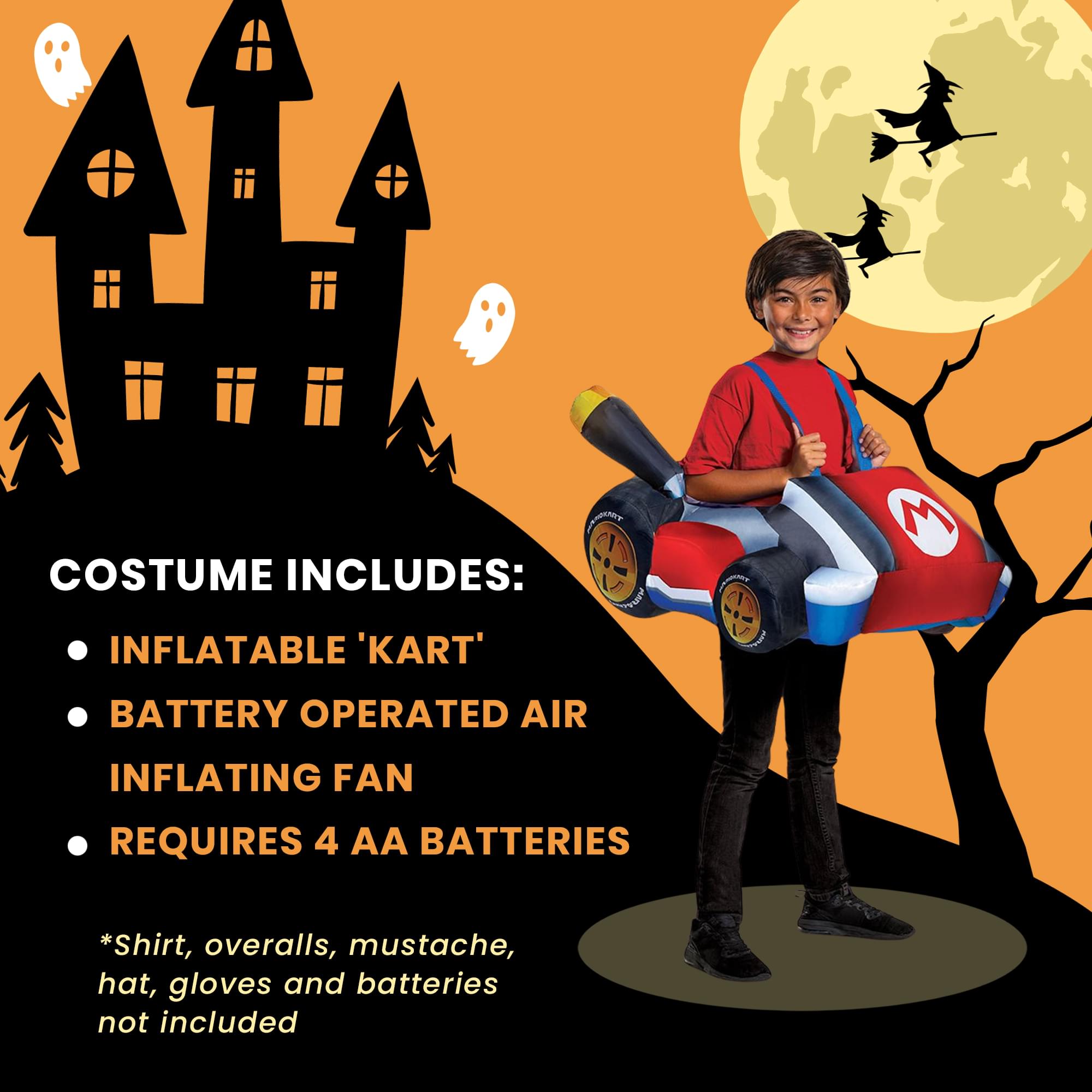 Mario Kart Mario Inflatable Child Costume | One Size