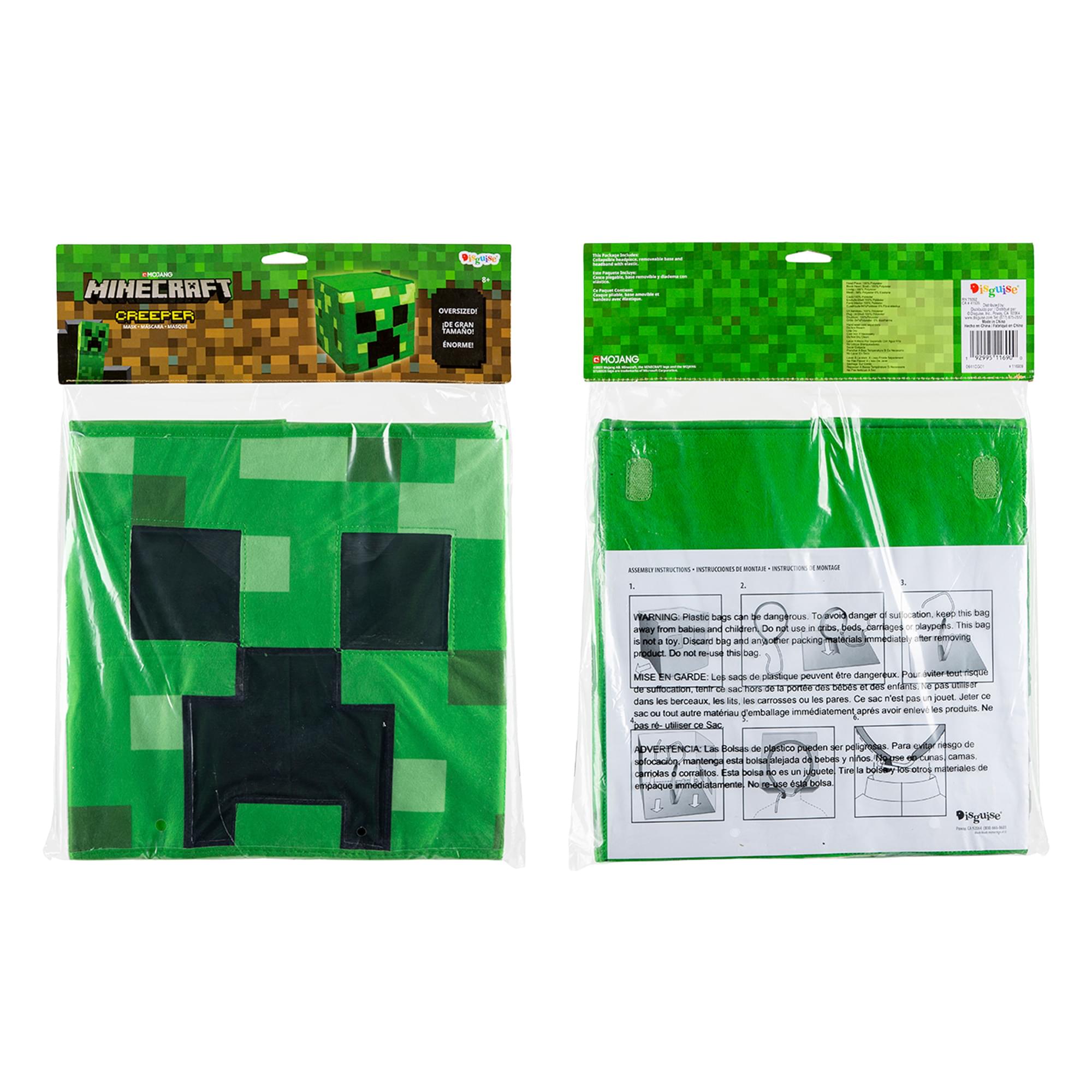 Minecraft Creeper Headpiece/Block Head Costume Mask | One Size