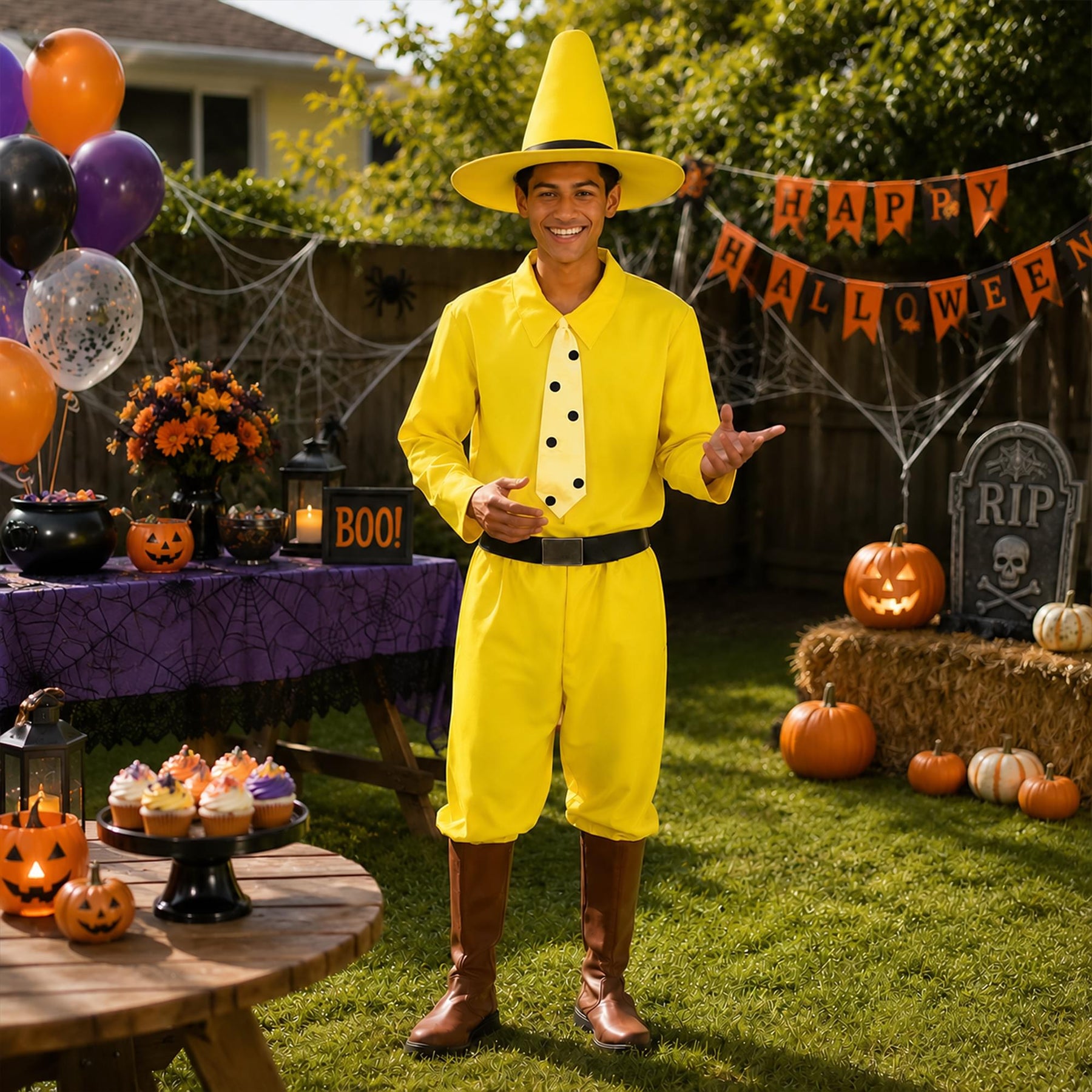 Curious George Person In The Yellow Hat Adult Costume